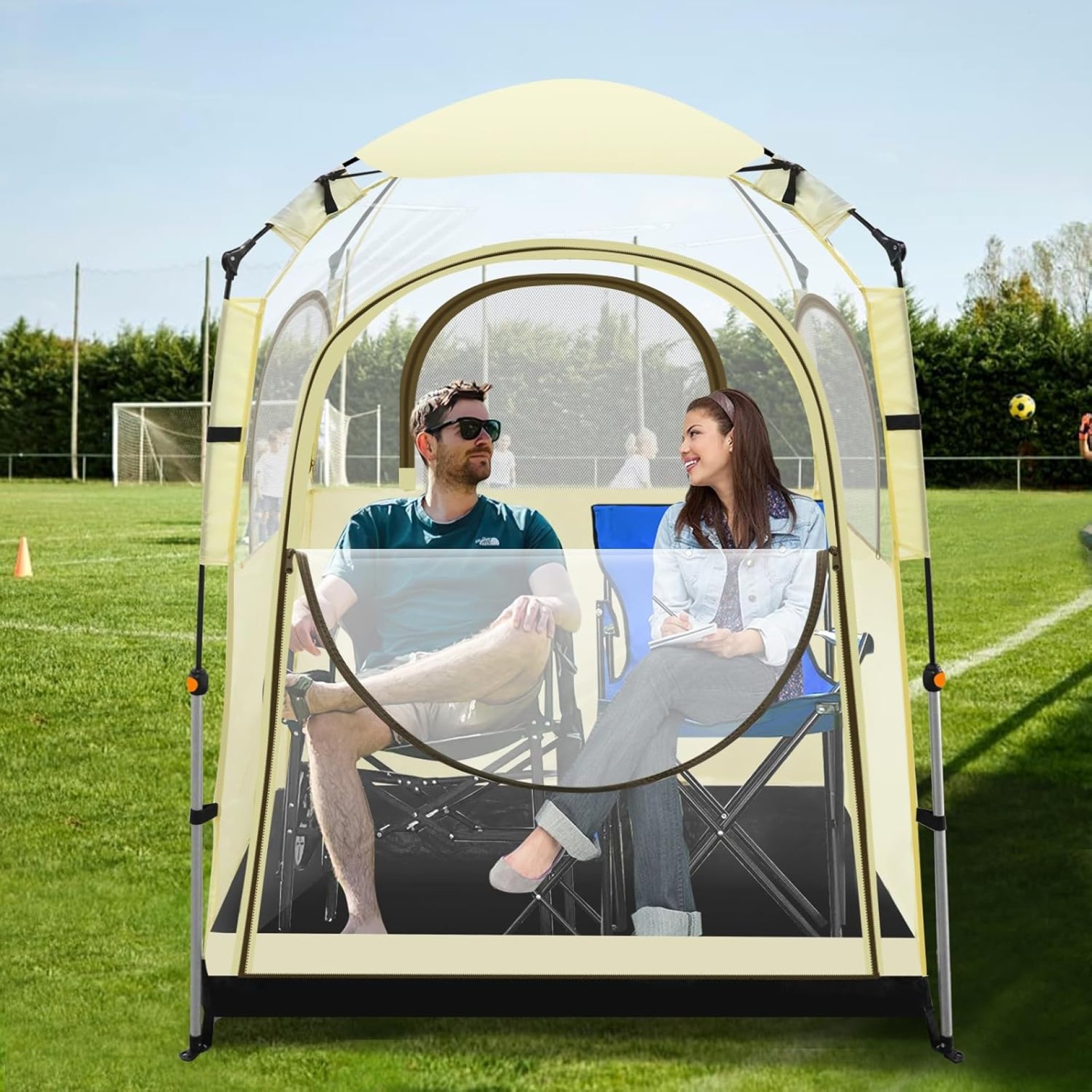 Eapele All Weather Shelter – Sports Tent with Detachable Top Cover and Sealed Floor for 1-2 People – Windproof and Rainproof Bubble Tent – 540° View and Mesh Windows Eapele All Weather Shelter – Sports Tent with Detachable Top Cover and Sealed Floor for 1-2 People – Windproof and Rainproof Bubble Tent – 540° View and Mesh Windows
