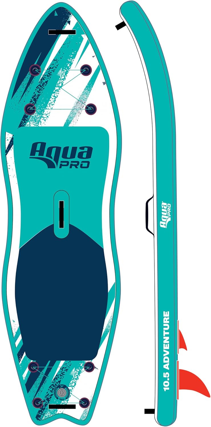 Aqua PRO Halcyon Adventure Inflatable Stand-Up Paddleboard iSUP, Scalloped Wide Stable Design with Non-Slip EVA Deck, Includes Paddle, Ankle Leash, Pump and Carry/Storage Bag Aqua PRO Halcyon Adventure Inflatable Stand-Up Paddleboard iSUP, Scalloped Wide Stable Design with Non-Slip EVA Deck, Includes Paddle, Ankle Leash, Pump and Carry/Storage Bag