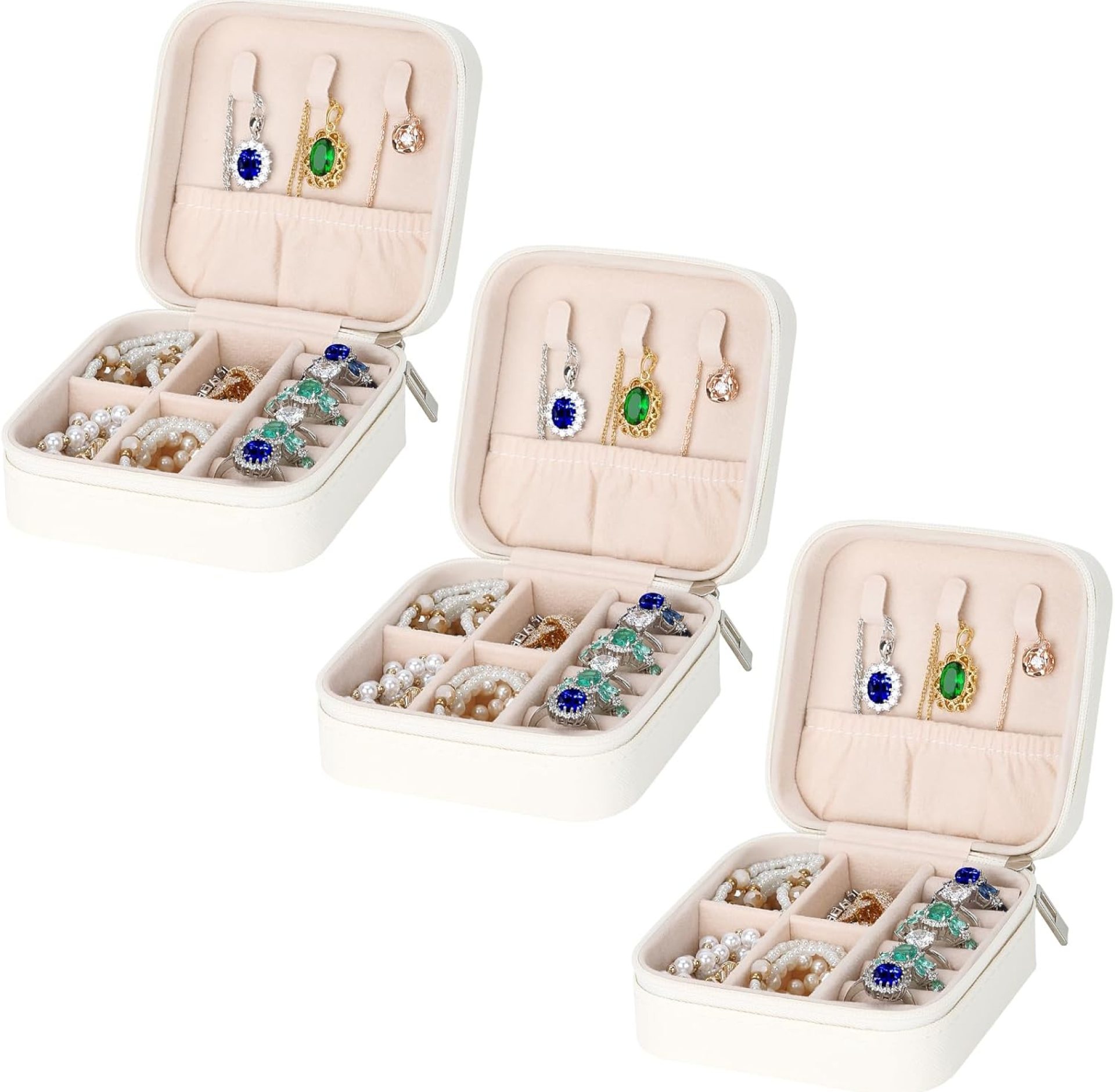 LETURE 3 Pieces Small Jewelry Box Organizer for Women Travel, Portable Mini Travel Jewelry Organizer Display Storage Box For Rings Earrings Necklaces Gifts (3PCS WHITE) LETURE 3 Pieces Small Jewelry Box Organizer for Women Travel, Portable Mini Travel Jewelry Organizer Display Storage Box For Rings Earrings Necklaces Gifts (3PCS WHITE)