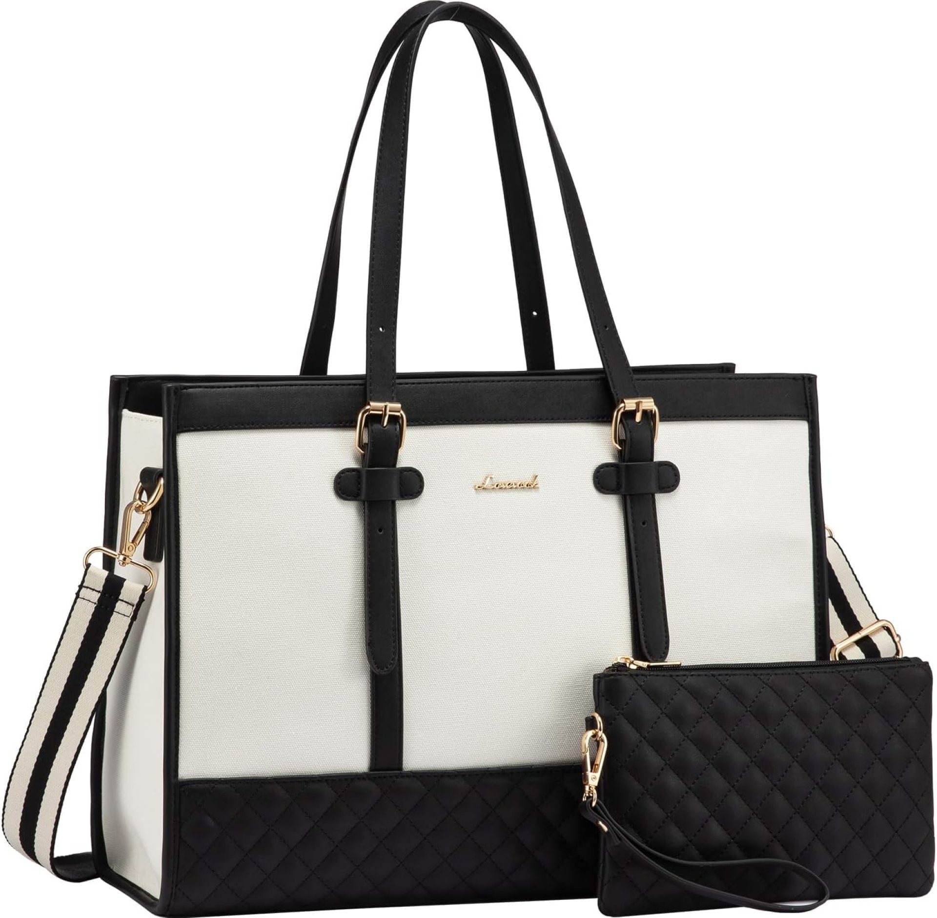 LOVEVOOK Laptop Bag for Women 15.6 inch Canvas Laptop Tote Bag, Large Capacity Work Bag with Clutch Purse, Computer Bag Office Business Briefcase, Casual Handbag for Travel College Teacher School LOVEVOOK Laptop Bag for Women 15.6 inch Canvas Laptop Tote Bag, Large Capacity Work Bag with Clutch Purse, Computer Bag Office Business Briefcase, Casual Handbag for Travel College Teacher School