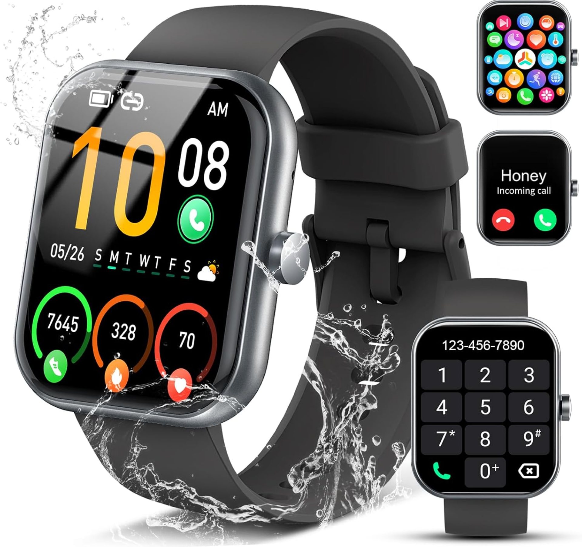 Smart Watch for Men Women, 1.96″ Fitness Tracker Running Watch (Answer/Make Call), Pedometer, Sleep/Step/Activity/Heart Rate Monitor, 110+ Sport Modes Smartwatch for Adroid iOS, Deep Black Smart Watch for Men Women, 1.96″ Fitness Tracker Running Watch (Answer/Make Call), Pedometer, Sleep/Step/Activity/Heart Rate Monitor, 110+ Sport Modes Smartwatch for Adroid iOS, Deep Black