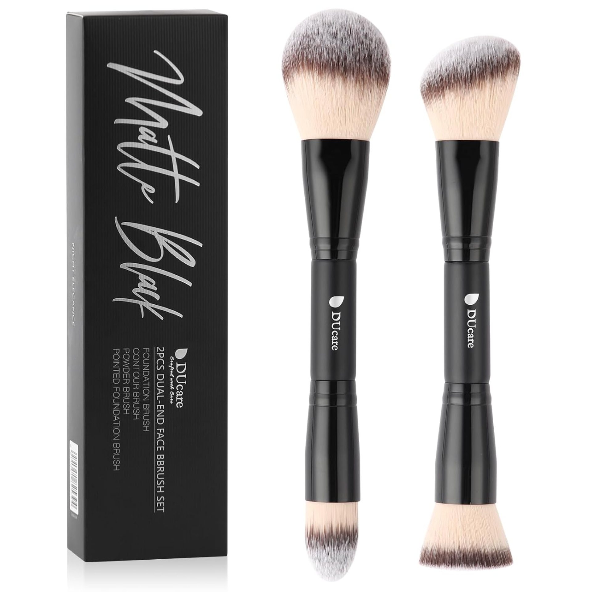 DUcare Makeup Brushes Duo End Foundation Contour Powder and Buffer Brush Bronzer Double Makeup Brush Set 2Pcs black DUcare Makeup Brushes Duo End Foundation Contour Powder and Buffer Brush Bronzer Double Makeup Brush Set 2Pcs black