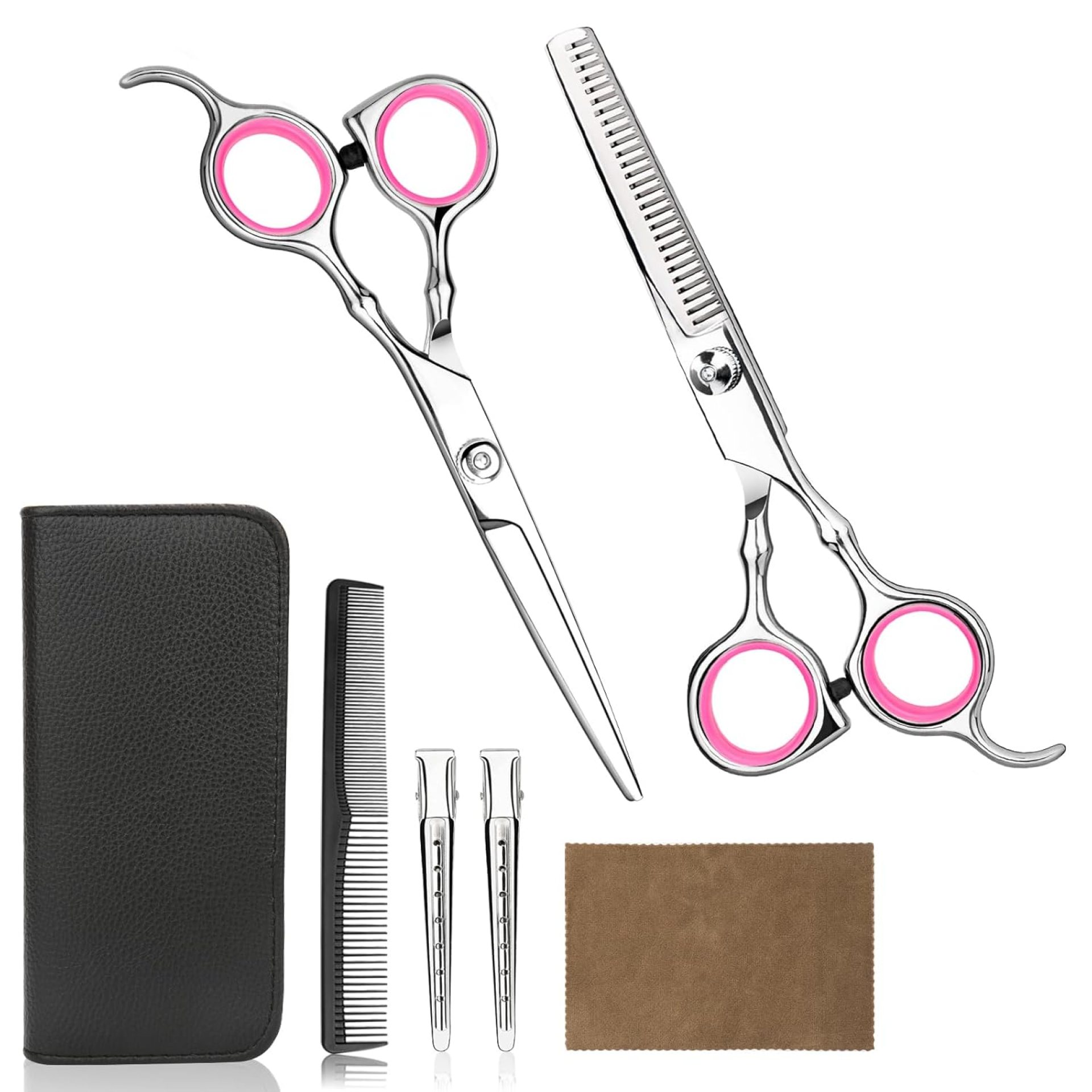 Professional Home Hair Cutting Kit – Quality Home Haircutting Scissors Barber/Salon/Home Thinning Shears Kit with Comb and Case for Men and Women (Pink) Professional Home Hair Cutting Kit – Quality Home Haircutting Scissors Barber/Salon/Home Thinning Shears Kit with Comb and Case for Men and Women (Pink)