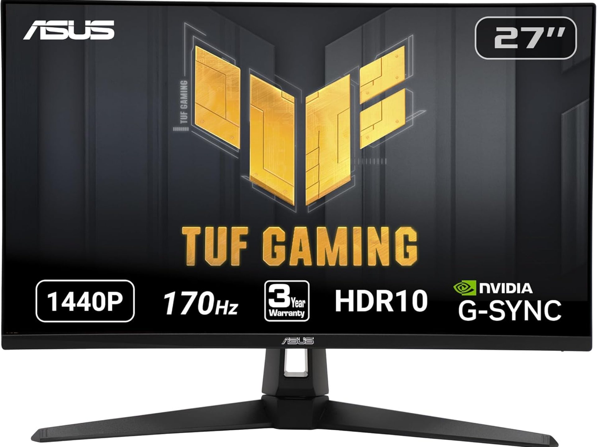 ASUS TUF Gaming 27″ 2K HDR Monitor (VG27AQ1A) – QHD (2560 x 1440), IPS, 170Hz (Supports 144Hz), 1ms, Extreme Low Motion Blur, Speaker, G-SYNC Compatible, VESA Mountable, DisplayPort, HDMI,BLACK ASUS TUF Gaming 27″ 2K HDR Monitor (VG27AQ1A) – QHD (2560 x 1440), IPS, 170Hz (Supports 144Hz), 1ms, Extreme Low Motion Blur, Speaker, G-SYNC Compatible, VESA Mountable, DisplayPort, HDMI,BLACK
