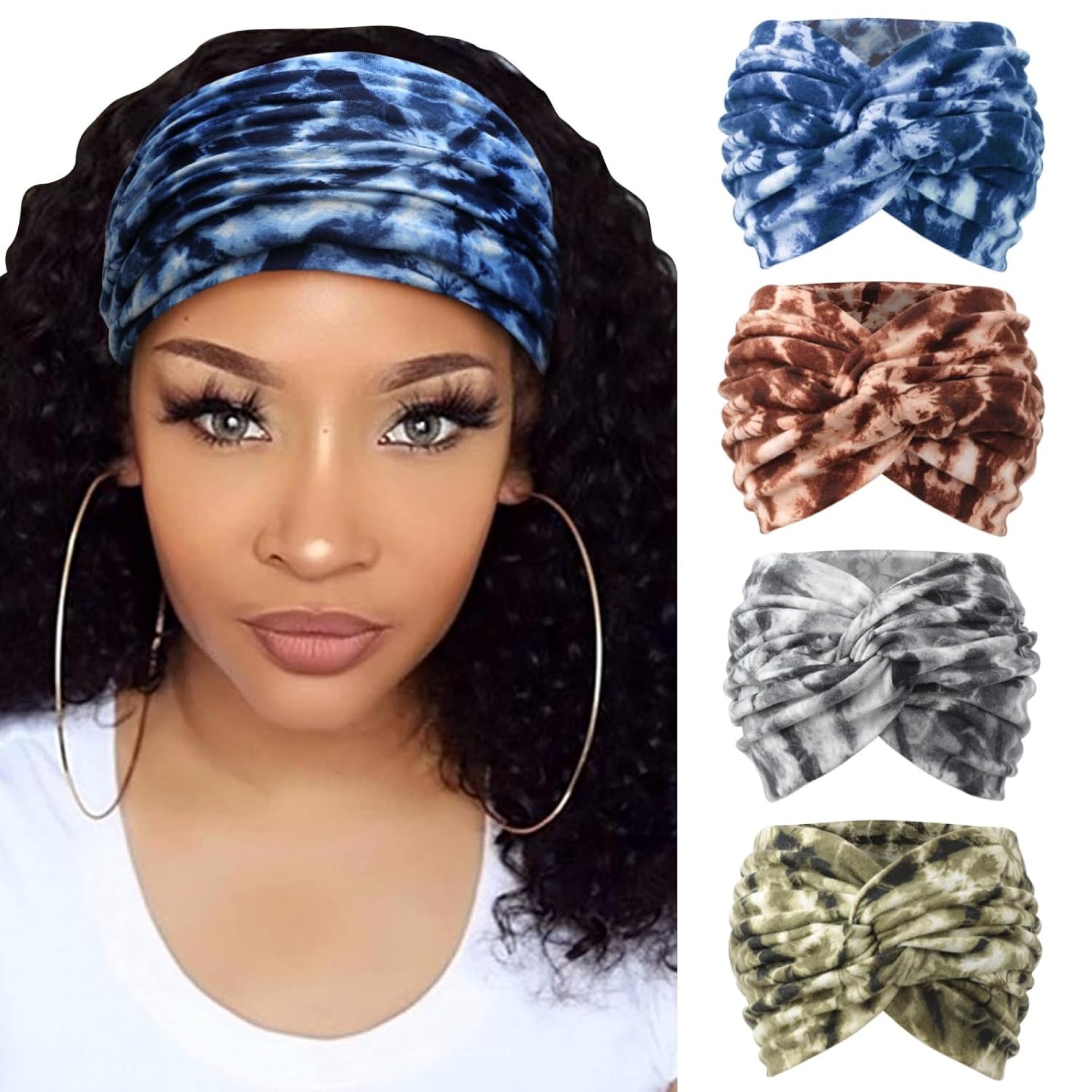DRESHOW 4 Pack Turban Headbands for Women Wide Vintage Head Wraps Knotted Cute Hair Band Accessories DRESHOW 4 Pack Turban Headbands for Women Wide Vintage Head Wraps Knotted Cute Hair Band Accessories
