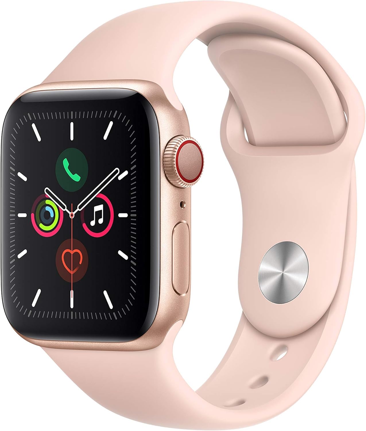 Apple Watch Series 5 (GPS + Cellular, 40MM) – Gold Aluminum Case with Pink Sport Band (Renewed) Apple Watch Series 5 (GPS + Cellular, 40MM) – Gold Aluminum Case with Pink Sport Band (Renewed)