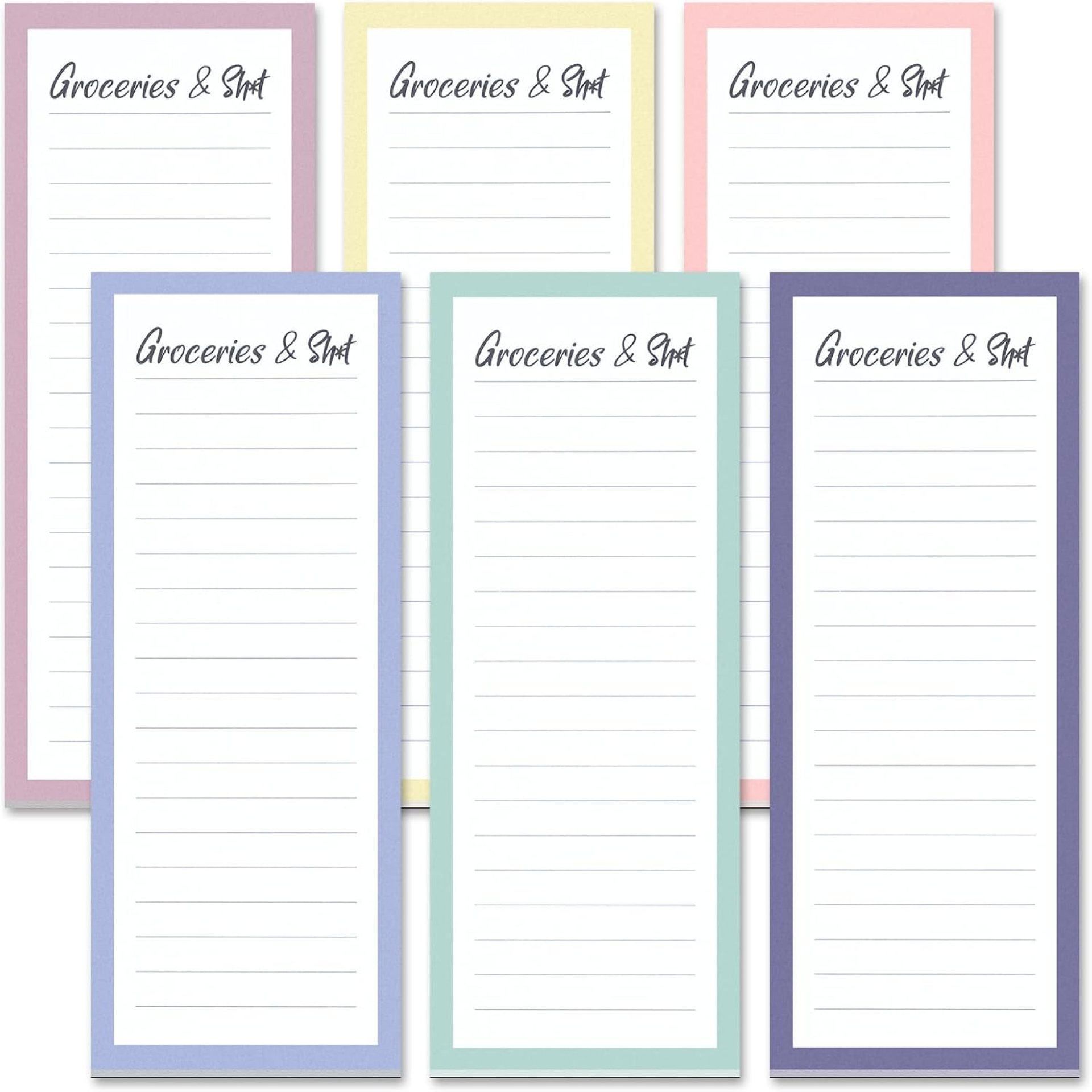 MATICAN Grocery List Magnet Pad for Fridge, 6-Pack Magnetic Note Pads Lists, 60 Sheets Per Pad, Cool Pastel, Full Magnet Back to-Do-List Notepads, 6 Pastel Colors MATICAN Grocery List Magnet Pad for Fridge, 6-Pack Magnetic Note Pads Lists, 60 Sheets Per Pad, Cool Pastel, Full Magnet Back to-Do-List Notepads, 6 Pastel Colors