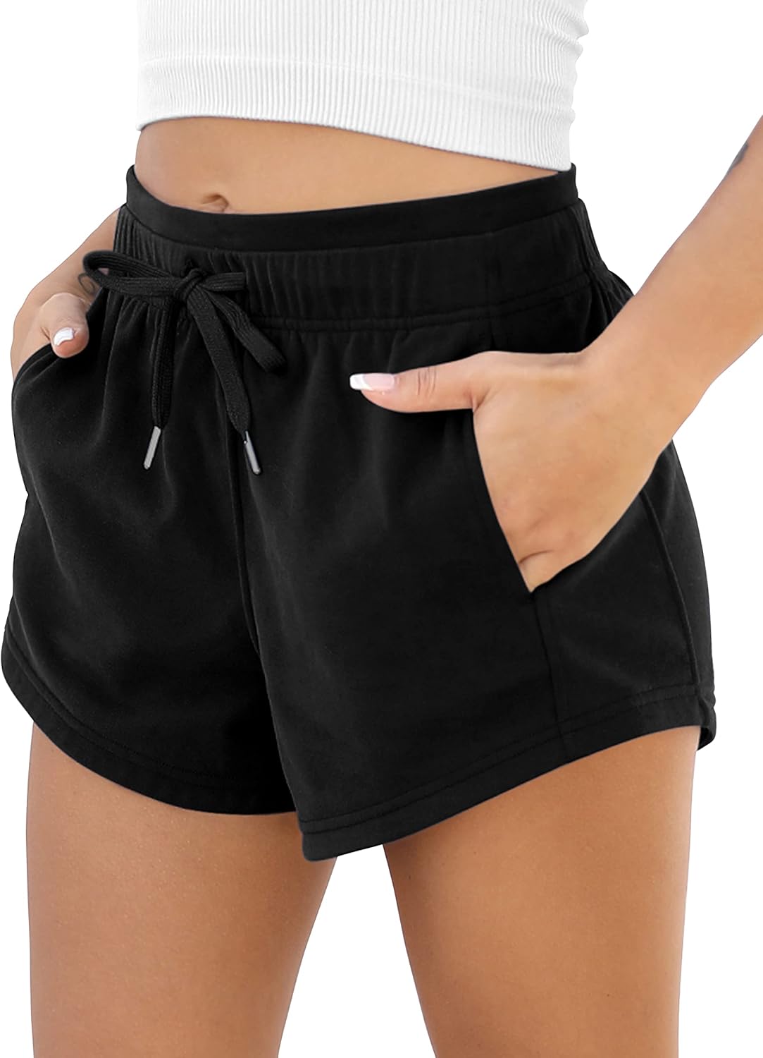 ODODOS Women’s Sweat Shorts with Pockets Cotton French Terry Drawstring Summer Workout Casual Lounge Shorts ODODOS Women’s Sweat Shorts with Pockets Cotton French Terry Drawstring Summer Workout Casual Lounge Shorts