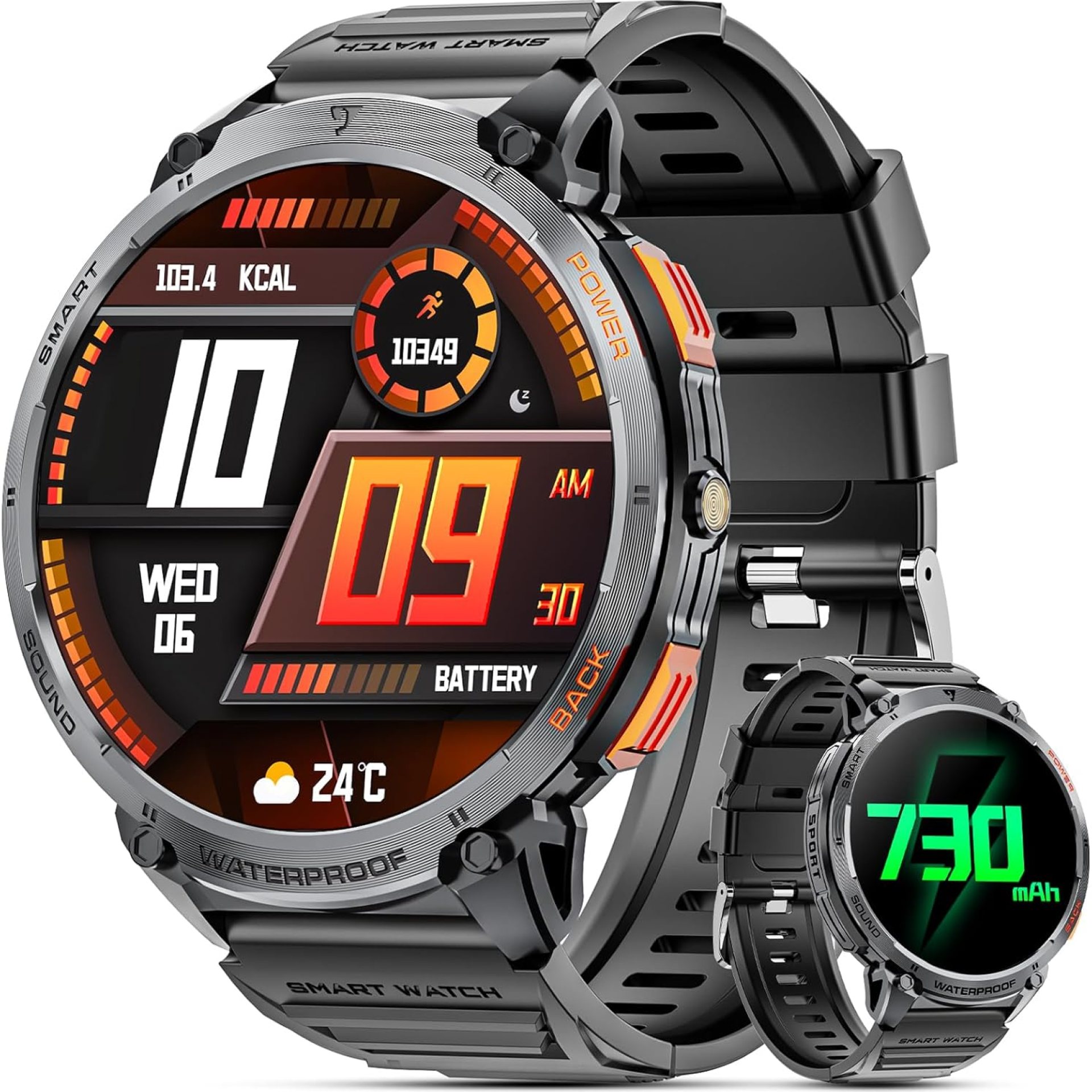 Military Smart Watches for Men, 1.85″ HD Large Screen Smart Watch, Flashlight/730mAh/110+ Sports Modes Fitness Tracker Watch, Waterproof Mens Smart Watch for Android Phones iPhone Compatible Military Smart Watches for Men, 1.85″ HD Large Screen Smart Watch, Flashlight/730mAh/110+ Sports Modes Fitness Tracker Watch, Waterproof Mens Smart Watch for Android Phones iPhone Compatible