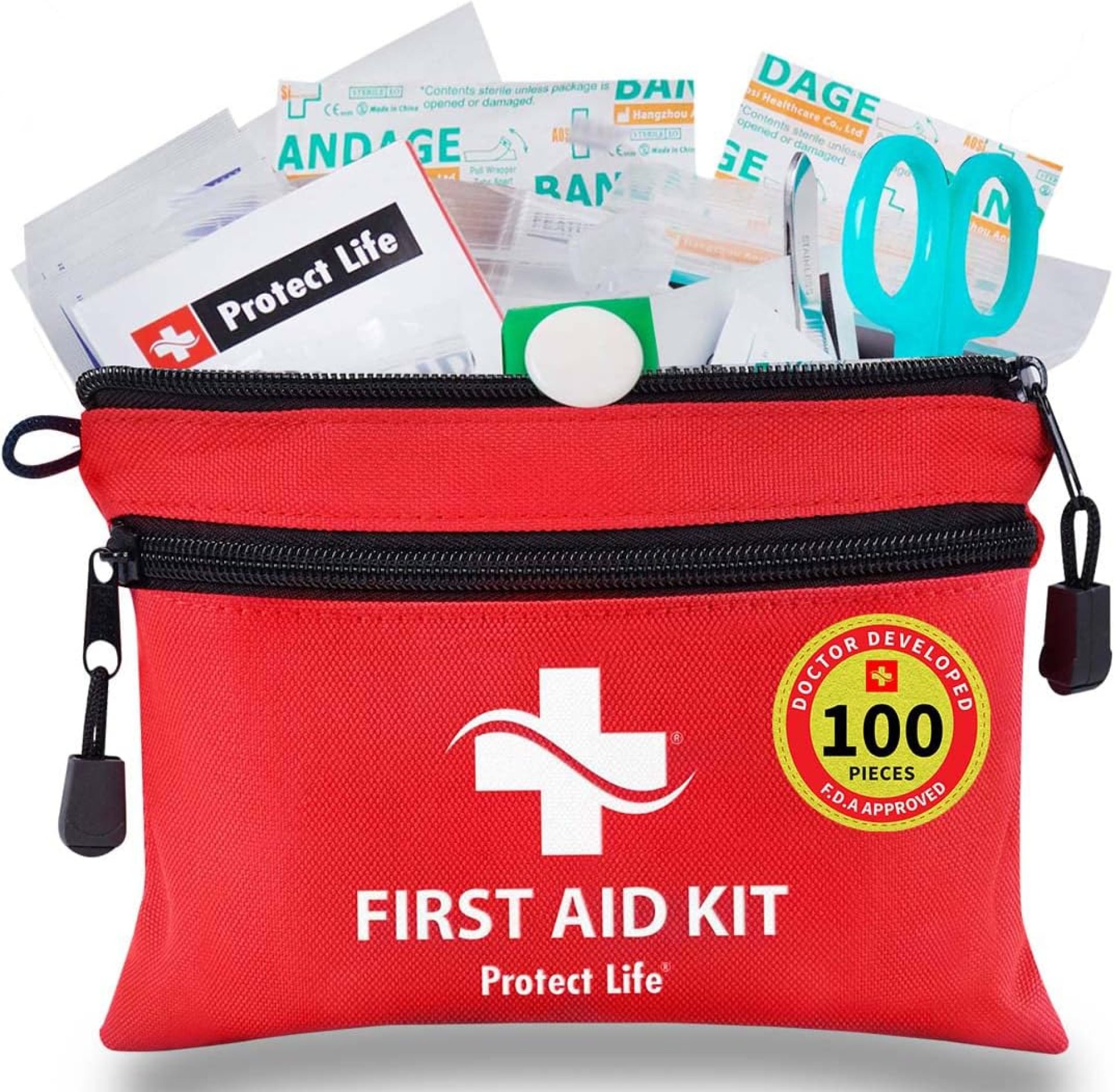 Protect Life First Aid Kit for Home/Business, HSA/FSA Eligible Emergency Kit | Mini Travel First Aid Kit | Camping First Aid Kit Hiking | Small First Aid Kit for Car | Survival Medical Kit – 100pcs Protect Life First Aid Kit for Home/Business, HSA/FSA Eligible Emergency Kit | Mini Travel First Aid Kit | Camping First Aid Kit Hiking | Small First Aid Kit for Car | Survival Medical Kit – 100pcs