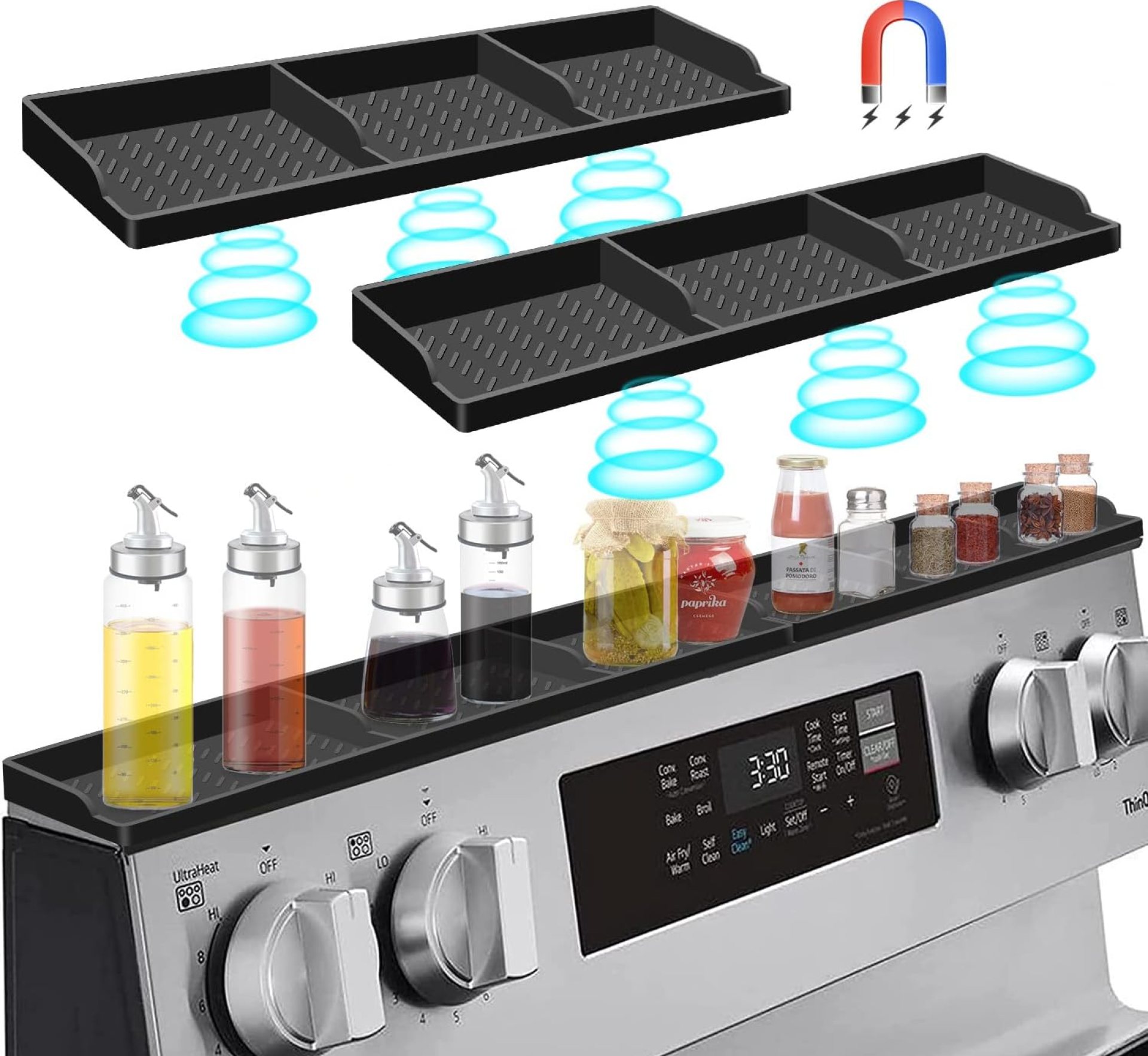 Hydream Stove Top for Silicone Shelf,30 Inch Magnetic Shelf Over the Stove Spice Rack,Kitchen Shelf for Stove Organizer Magnet Above Stovetop Flat Back of Stove Storage Suctioned for The Stove-Black Hydream Stove Top for Silicone Shelf,30 Inch Magnetic Shelf Over the Stove Spice Rack,Kitchen Shelf for Stove Organizer Magnet Above Stovetop Flat Back of Stove Storage Suctioned for The Stove-Black