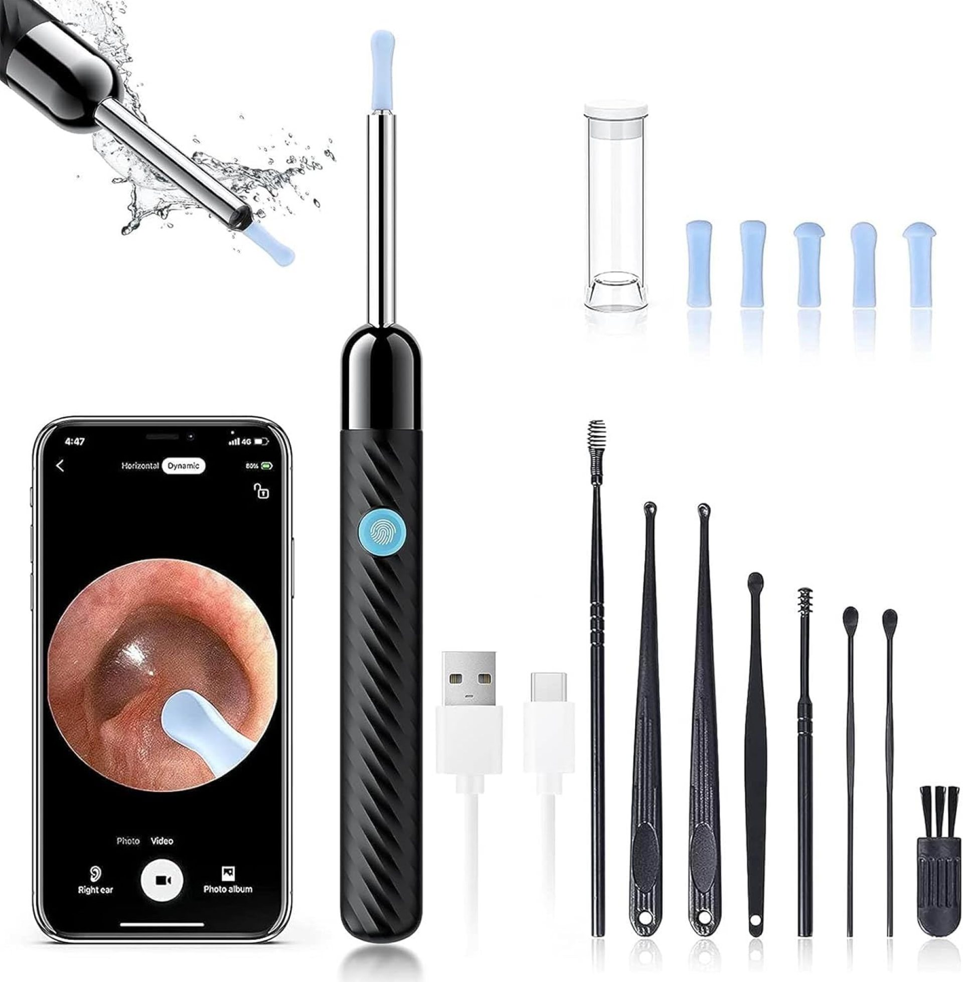 Ear Wax Removal – Earwax Remover Tool with 8 Pcs Ear Set – Ear Cleaner with Camera – Earwax Removal Kit with Light – Ear Camera with 6 Ear Spoon – Ear Cleaner for iOS & Android (Black) Ear Wax Removal – Earwax Remover Tool with 8 Pcs Ear Set – Ear Cleaner with Camera – Earwax Removal Kit with Light – Ear Camera with 6 Ear Spoon – Ear Cleaner for iOS & Android (Black)