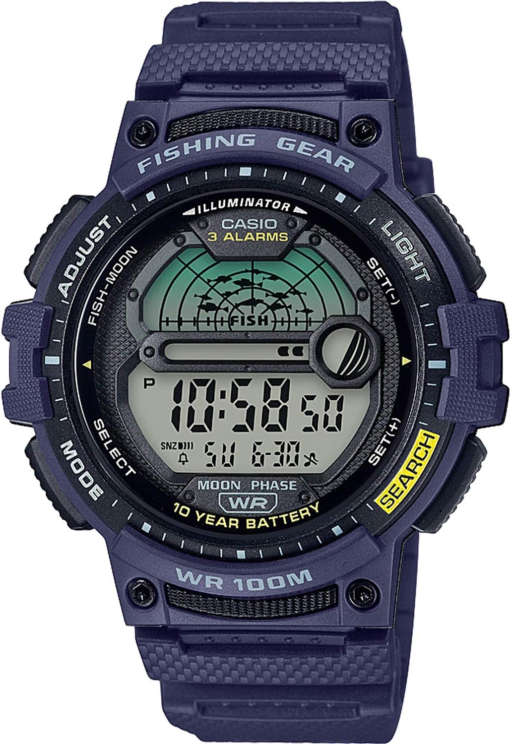 Casio Fishing Timer Quartz Watch with Resin Strap Casio Fishing Timer Quartz Watch with Resin Strap