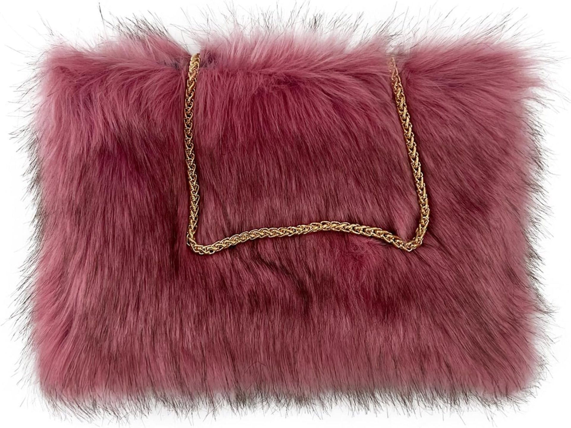 FHQHTH Faux Fox Fur Purse Fuzzy Handbags for Women Evening Handbags Iron Round Chain Strap Shoulder Strap FHQHTH Faux Fox Fur Purse Fuzzy Handbags for Women Evening Handbags Iron Round Chain Strap Shoulder Strap