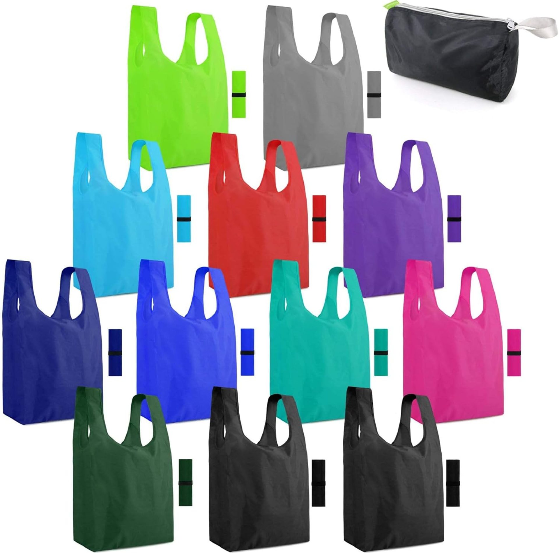 BeeGreen 12 Pack Reusable Shopping Bags with Elastic 50LBS Grocery Bags Reusable Snack Bags Grocery Totes with Zipper Pouch Polyester Foldable Travel Tote Reusable Gift Bags BeeGreen 12 Pack Reusable Shopping Bags with Elastic 50LBS Grocery Bags Reusable Snack Bags Grocery Totes with Zipper Pouch Polyester Foldable Travel Tote Reusable Gift Bags