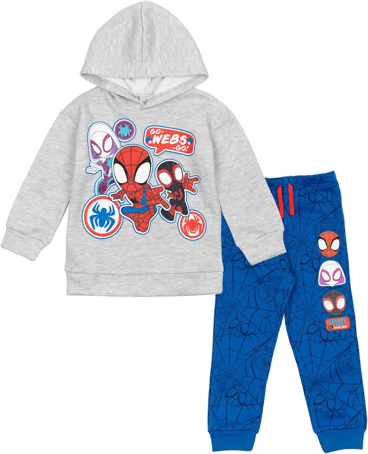 Marvel Spidey and His Amazing Friends Fleece Pullover Hoodie and Pants Outfit Set Toddler to Little Kid Sizes (2T – 7-8) Marvel Spidey and His Amazing Friends Fleece Pullover Hoodie and Pants Outfit Set Toddler to Little Kid Sizes (2T – 7-8)