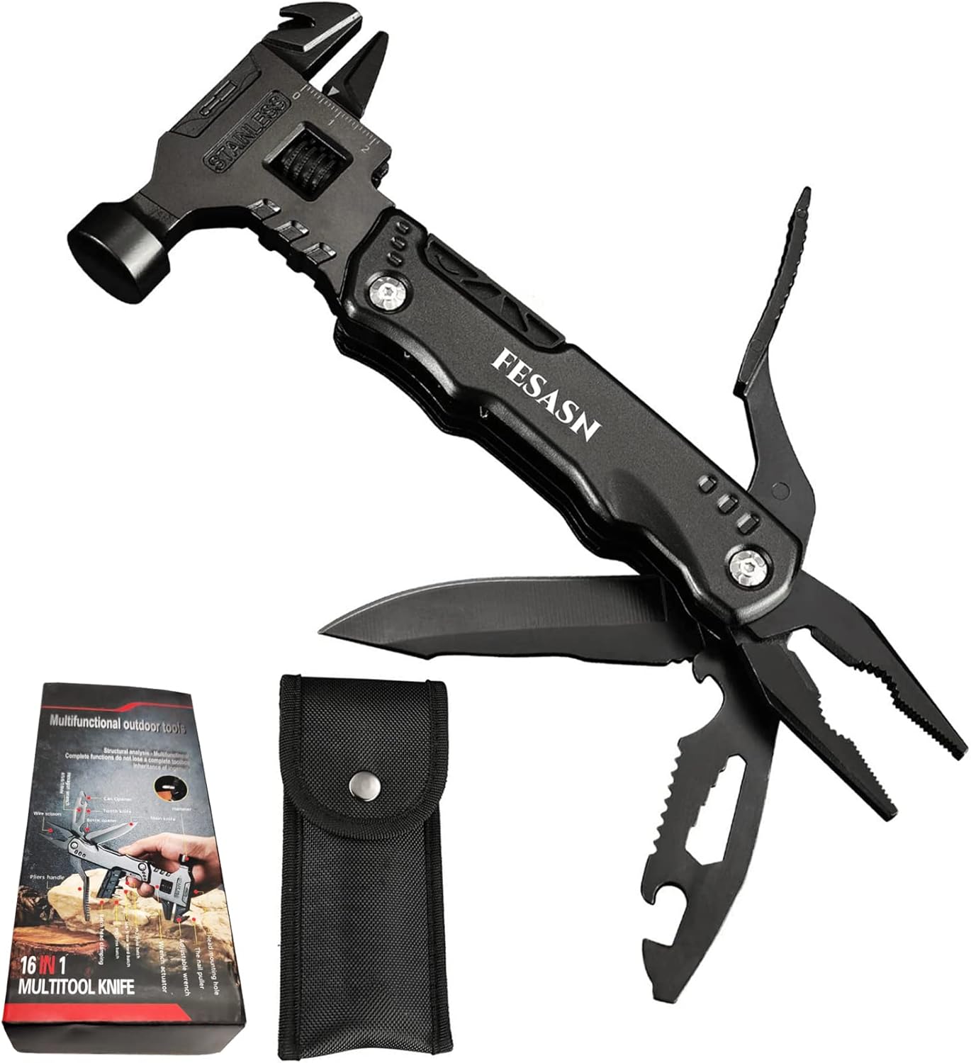 Multi Tool Hammer – Multitool Hammer for Survival,16 in 1 Adjustable Wrench Multitools Pliers Survival Camping Gear Gadgets Hiking Outdoor, Home DIY Use Multi Tool Hammer – Multitool Hammer for Survival,16 in 1 Adjustable Wrench Multitools Pliers Survival Camping Gear Gadgets Hiking Outdoor, Home DIY Use
