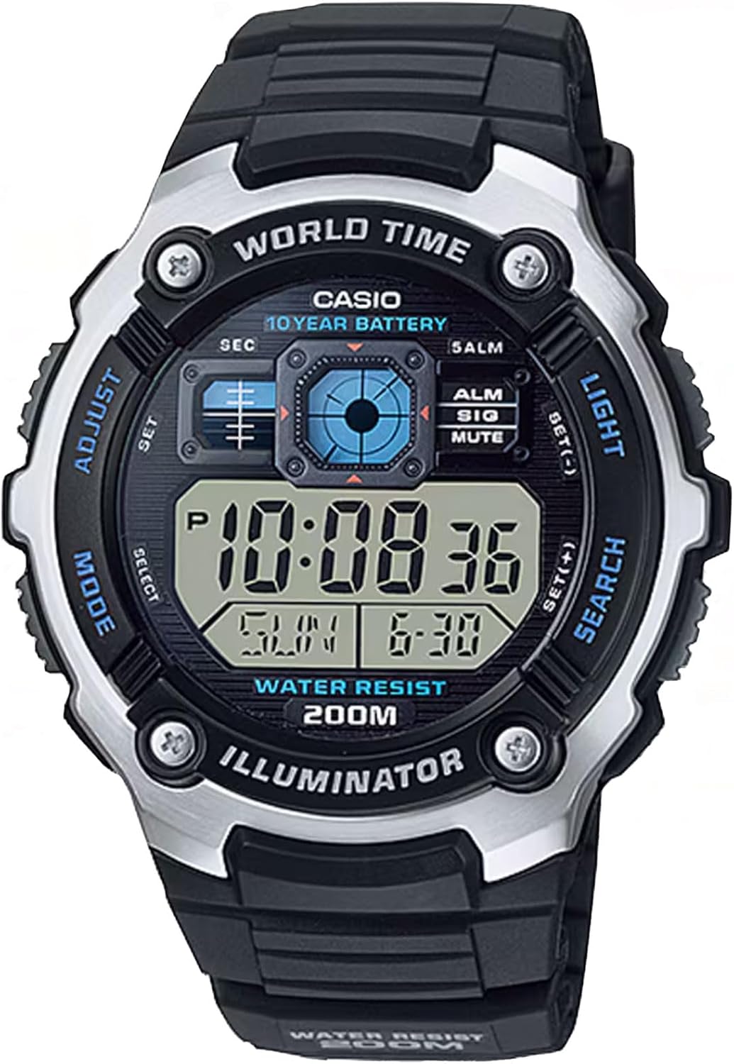 Casio AE-2000W-1AVCF Men’s AE2000W-1AV Silver-Tone and Black Multi-Functional Digital Sport Watch Casio AE-2000W-1AVCF Men’s AE2000W-1AV Silver-Tone and Black Multi-Functional Digital Sport Watch