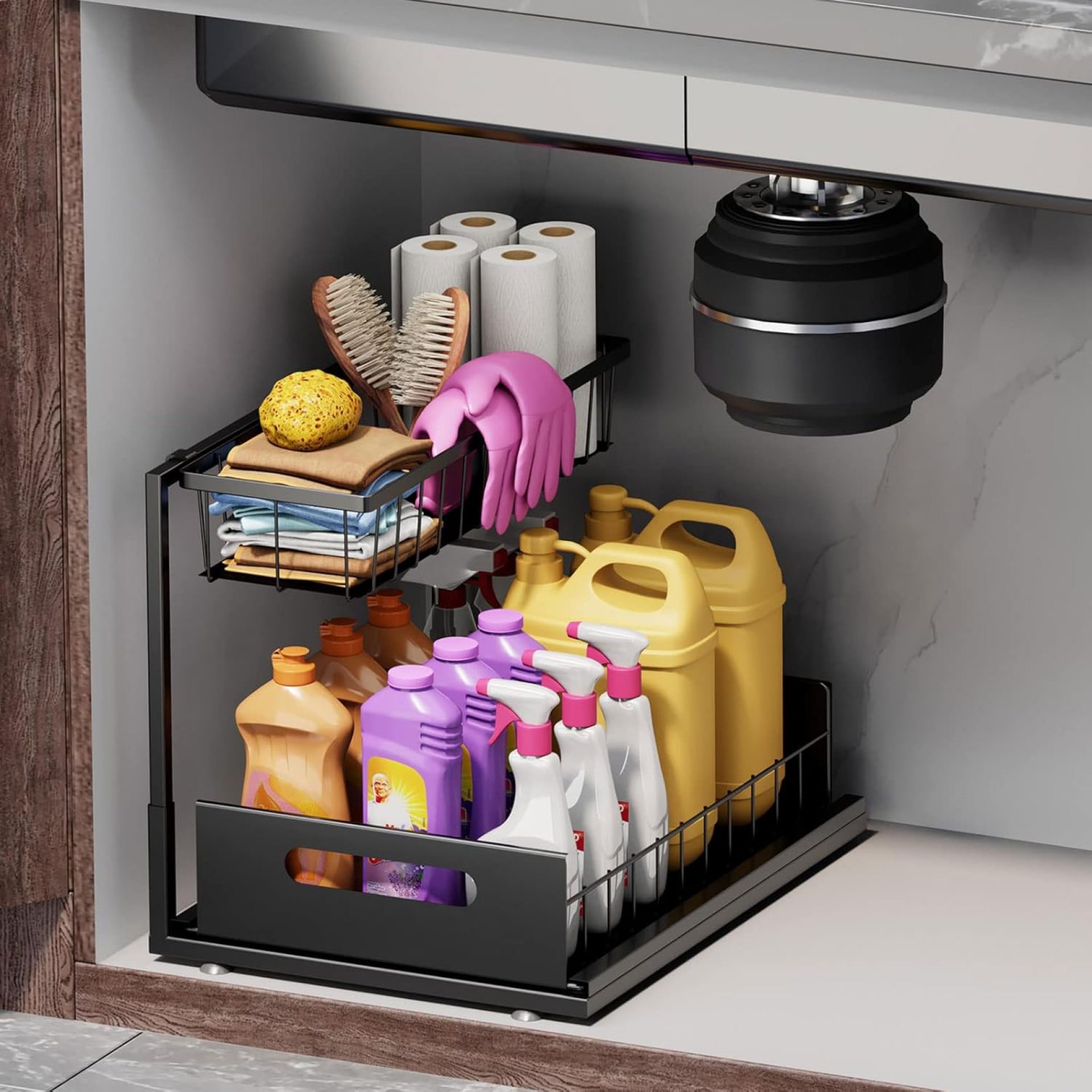 Under Sink Organizers and Storage 2 Tier Slide Out Kitchen Cabinet Organizer Sturdy Metal Bathroom Storage (Black, 1 Pack) Under Sink Organizers and Storage 2 Tier Slide Out Kitchen Cabinet Organizer Sturdy Metal Bathroom Storage (Black, 1 Pack)