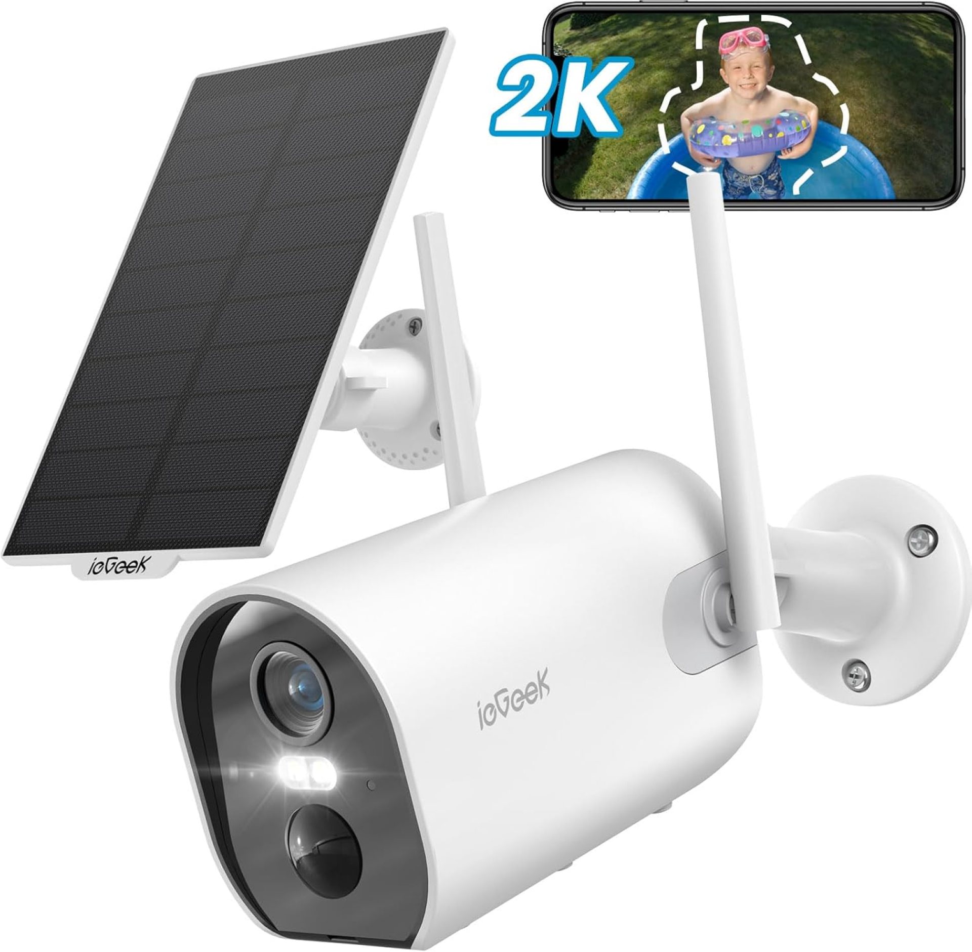 2K Solar Camera Security Outdoor with Spotlight & Siren, AI Detection Wireless Cameras for Home Security, 3MP Color Night Vision/2-Way Talk/Compatible with Alexa 2K Solar Camera Security Outdoor with Spotlight & Siren, AI Detection Wireless Cameras for Home Security, 3MP Color Night Vision/2-Way Talk/Compatible with Alexa