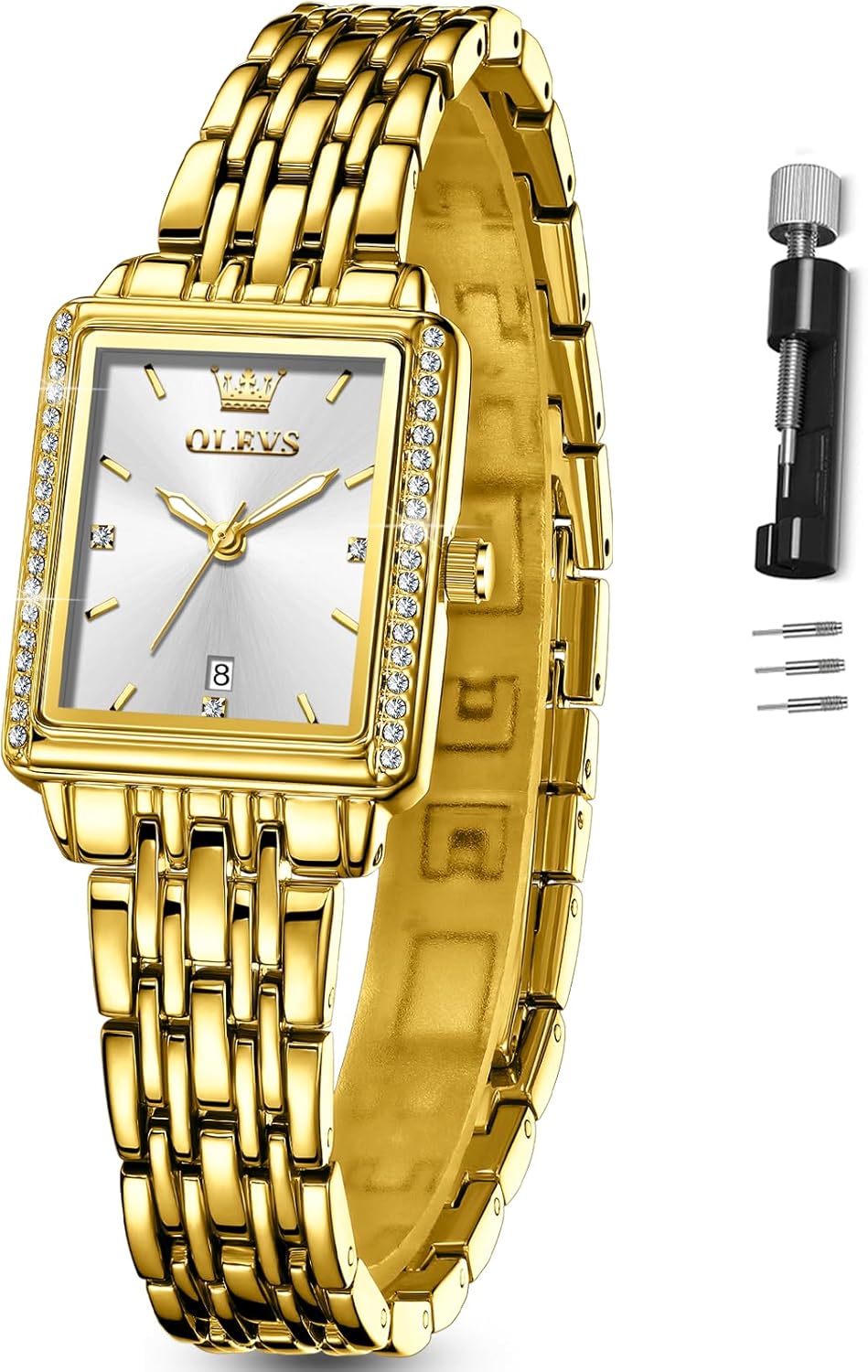 OLEVS Gold Watches for Women Square Luxury Business Rectangle Ladies Watches for Women with Date Water Resistant Ladies Watches for Small Wrists Reloj para Mujer Diamond Blue/Green/Black/White/Gold OLEVS Gold Watches for Women Square Luxury Business Rectangle Ladies Watches for Women with Date Water Resistant Ladies Watches for Small Wrists Reloj para Mujer Diamond Blue/Green/Black/White/Gold