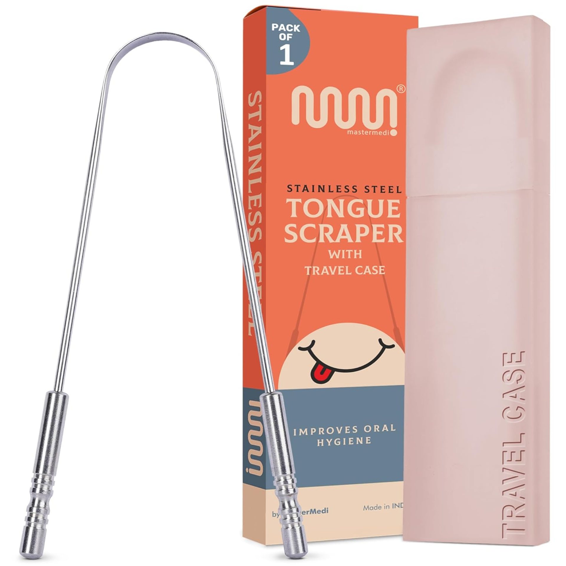 MasterMedi Tongue Scraper with Case Easy to Use Tongue Scraper for Adults, Tongue Cleaner for Oral Care & Hygiene (Single Pack (with Travel Case)) MasterMedi Tongue Scraper with Case Easy to Use Tongue Scraper for Adults, Tongue Cleaner for Oral Care & Hygiene (Single Pack (with Travel Case))