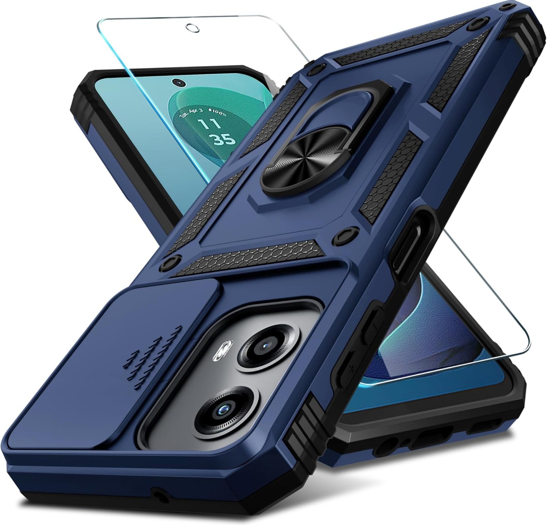 Janmitta Compatible with Moto G 5G 2024 Case Built in Slide Camera Lens Cover+Screen Protector+Finger Ring Holder Kickstand,Heavy Duty Shockproof Full Body Protective Phone Cover,Blue Janmitta Compatible with Moto G 5G 2024 Case Built in Slide Camera Lens Cover+Screen Protector+Finger Ring Holder Kickstand,Heavy Duty Shockproof Full Body Protective Phone Cover,Blue