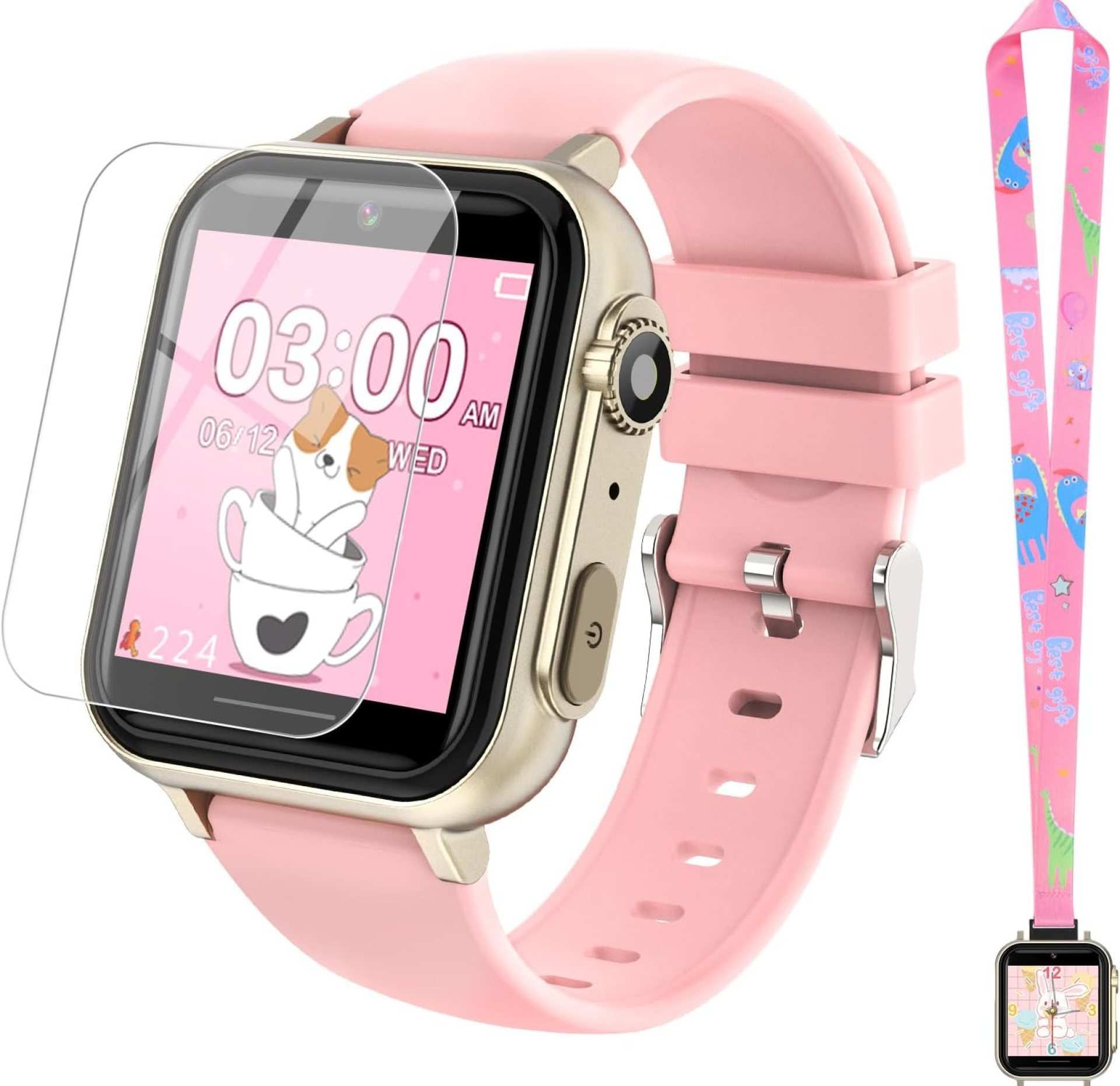 cjc Smart Watch for Kids Gift for Girls Ages 4-12 – Includes Screen Protector, 30+ Games, 140 Learning Cards, HD Touch Screen, Camera, Music, Pedometer – Fun & Educational Birthday Gift Idea (Pink) cjc Smart Watch for Kids Gift for Girls Ages 4-12 – Includes Screen Protector, 30+ Games, 140 Learning Cards, HD Touch Screen, Camera, Music, Pedometer – Fun & Educational Birthday Gift Idea (Pink)