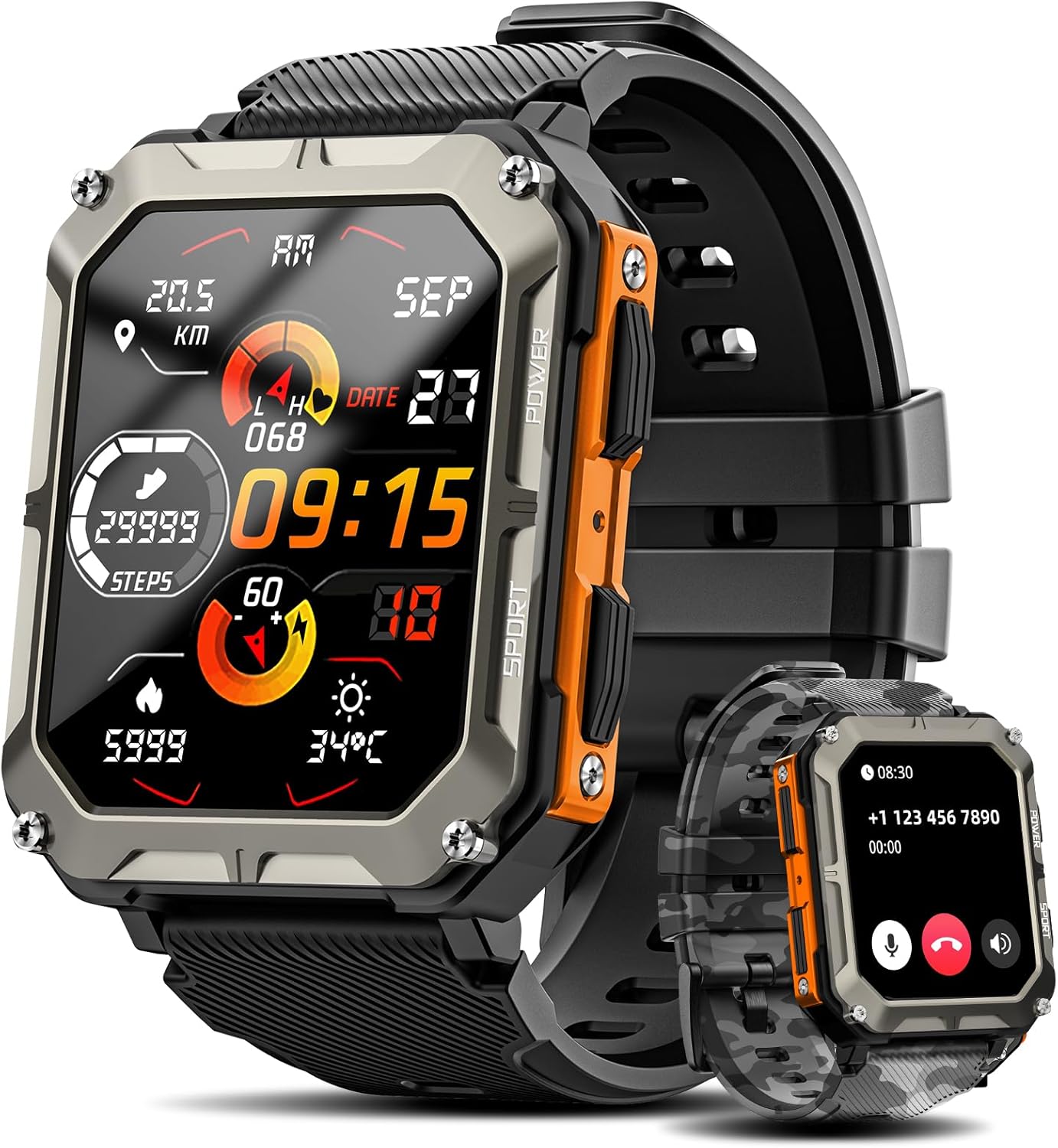 Military Smart Watch for Men with Blood Pressure (Answer/Make Call), Rugged Tactical Smartwatch for Android and iPhone, 10 ATM Waterproof Outdoor Sports Fitness Tracker with Heart Rate, Sleep Monitor Military Smart Watch for Men with Blood Pressure (Answer/Make Call), Rugged Tactical Smartwatch for Android and iPhone, 10 ATM Waterproof Outdoor Sports Fitness Tracker with Heart Rate, Sleep Monitor