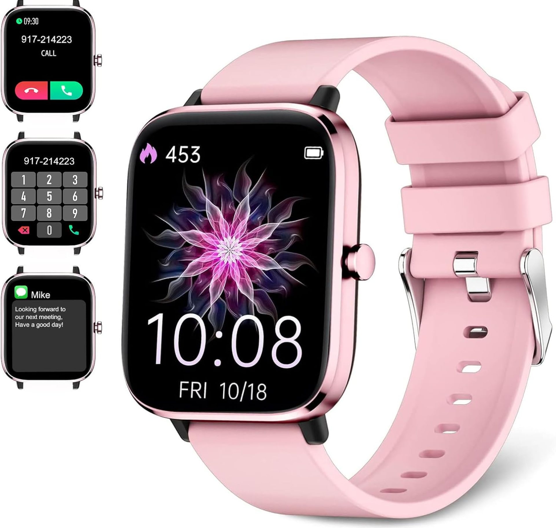 Smartwatch for Women – Call, Fitness Tracker, Heart Rate & Sleep Monitor, 1.69″ Touch Screen, Waterproof – For Android & iPhone, Pink Smartwatch for Women – Call, Fitness Tracker, Heart Rate & Sleep Monitor, 1.69″ Touch Screen, Waterproof – For Android & iPhone, Pink