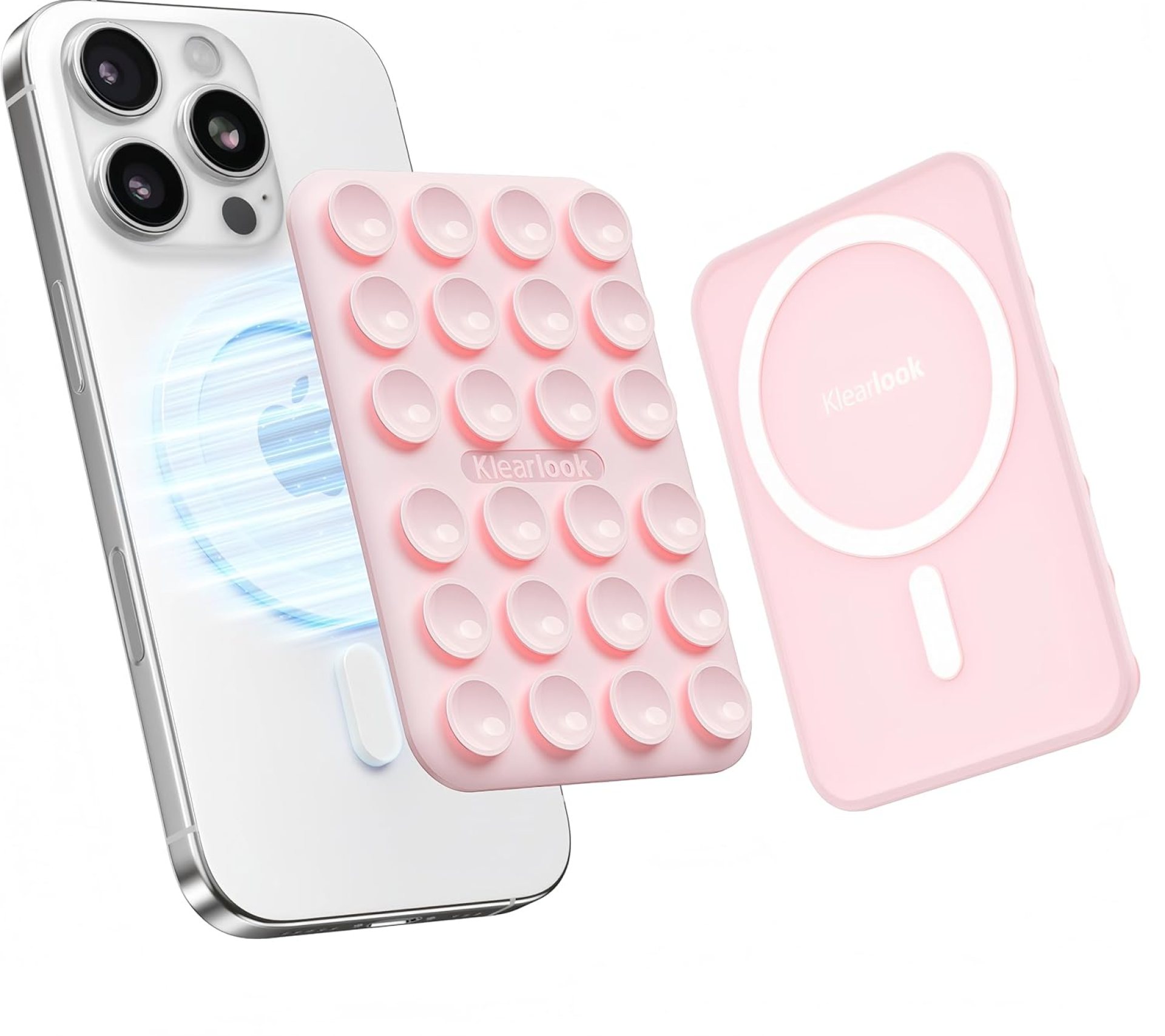 Klearlook Magnetic Suction Phone Mount for MagSafe Case, Silicone Sticky Phone Grip Holder for iPhone 16/15/14/13/12 Series, Removable Hands-Free Video/Selfie, Women Girl Teen Gift, Light Pink Klearlook Magnetic Suction Phone Mount for MagSafe Case, Silicone Sticky Phone Grip Holder for iPhone 16/15/14/13/12 Series, Removable Hands-Free Video/Selfie, Women Girl Teen Gift, Light Pink