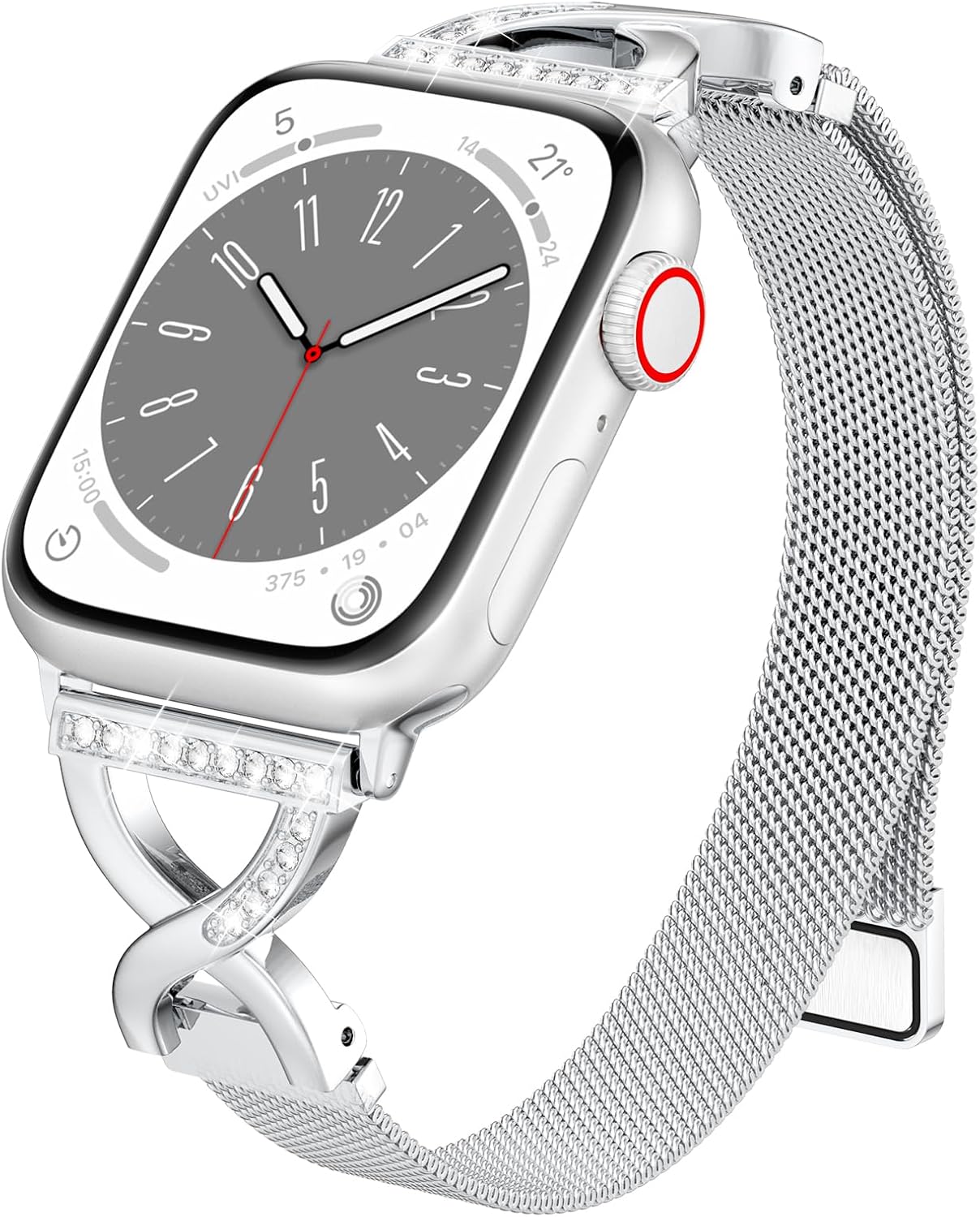 BRG Thin Mesh Loop Compatible with Apple Watch Bands for Women 40mm 41mm 38mm 42mm Series 10 9 8 7 6 5 4 3 2 1 SE, Metal Magnetic Stainless Steel Strap with X-Shape Diamond Clasp for iWatch Bands BRG Thin Mesh Loop Compatible with Apple Watch Bands for Women 40mm 41mm 38mm 42mm Series 10 9 8 7 6 5 4 3 2 1 SE, Metal Magnetic Stainless Steel Strap with X-Shape Diamond Clasp for iWatch Bands