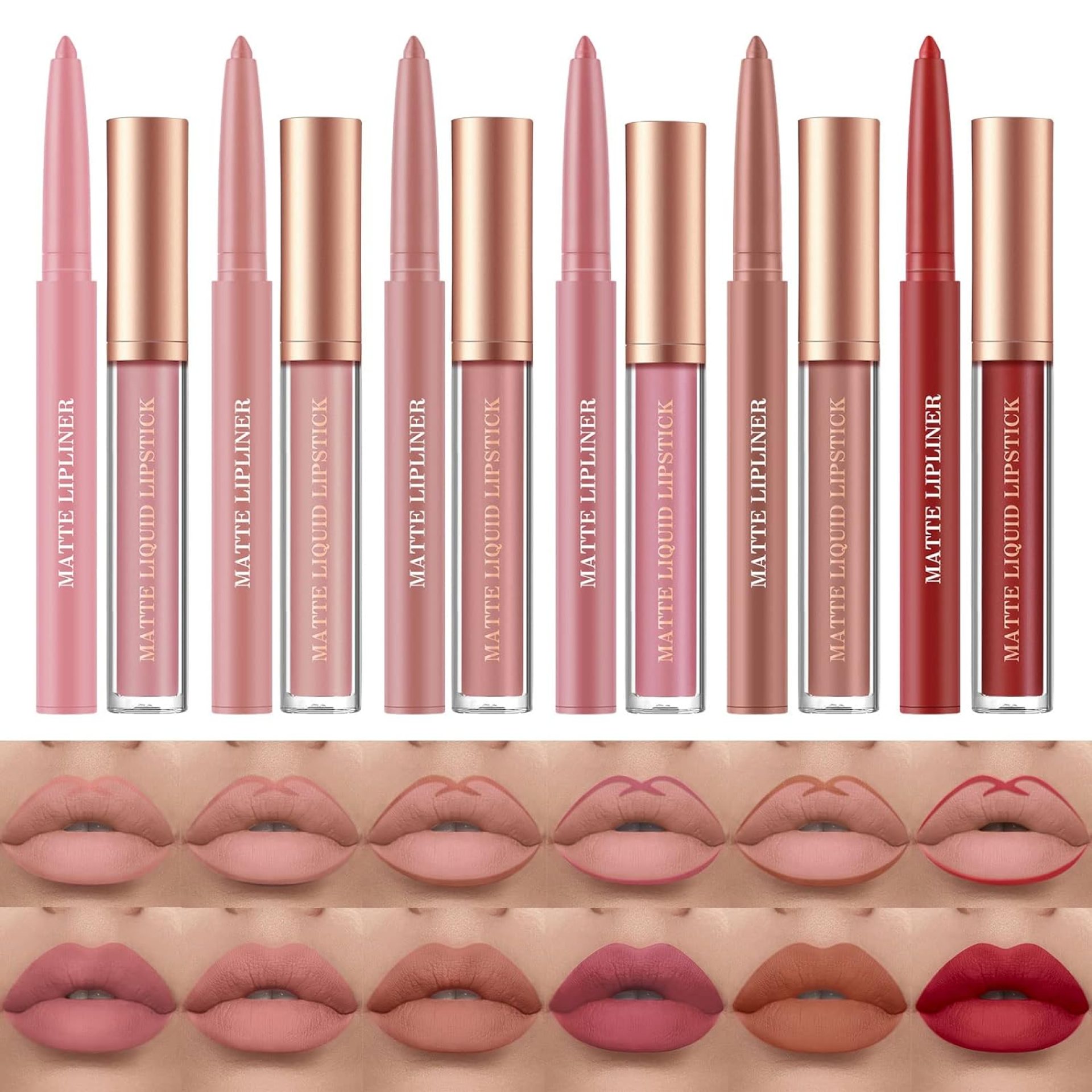BestLand 12Pcs Matte Liquid Lipstick + Lip Liner Pens Set, One Step Lips Makeup Sets Pigment Velvety Nude Lip Stain Waterproof Long Wear Lip Gloss Make up Gift Set (Set C) BestLand 12Pcs Matte Liquid Lipstick + Lip Liner Pens Set, One Step Lips Makeup Sets Pigment Velvety Nude Lip Stain Waterproof Long Wear Lip Gloss Make up Gift Set (Set C)