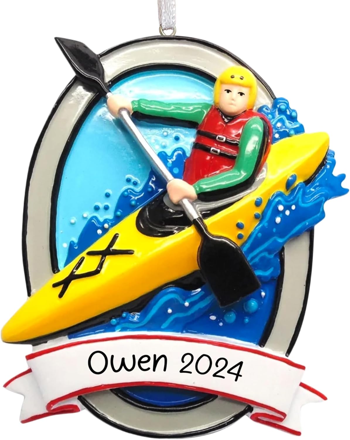 Personalized Kayaking Boy Christmas Ornament 2024 – Free Customization | Male Kayaker Kayak Paddle Xmas Tree Decor | Unique River Lake Sea Ocean Kayaking Keepsake Gift – Custom Name & Year Personalized Kayaking Boy Christmas Ornament 2024 – Free Customization | Male Kayaker Kayak Paddle Xmas Tree Decor | Unique River Lake Sea Ocean Kayaking Keepsake Gift – Custom Name & Year