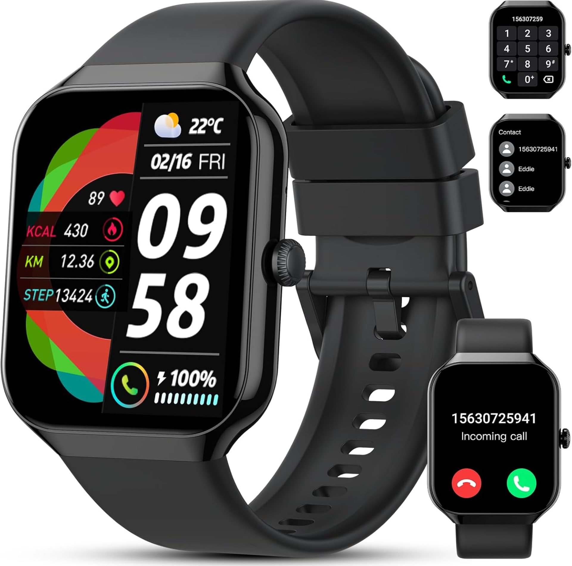 Smart Watch(Answer/Make Call), 2025 New Smartwatch for Men Women, 1.96″ HD Fitness Watch with 110+ Sport Modes, Heart Rate, Sleep Monitor, Pedometer, IP68 Waterproof Activity Tracker for Android iOS Smart Watch(Answer/Make Call), 2025 New Smartwatch for Men Women, 1.96″ HD Fitness Watch with 110+ Sport Modes, Heart Rate, Sleep Monitor, Pedometer, IP68 Waterproof Activity Tracker for Android iOS