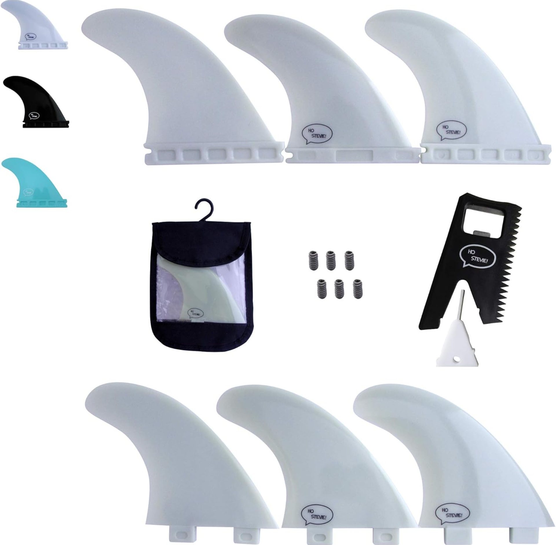 Ho Stevie! FRP Thruster (3) Surfboard Fins – Performance and Maneuverability – Stronger Than Regular Nylon Fins – Includes Fin Bag, Screws, Wax Comb and Fin Key Ho Stevie! FRP Thruster (3) Surfboard Fins – Performance and Maneuverability – Stronger Than Regular Nylon Fins – Includes Fin Bag, Screws, Wax Comb and Fin Key