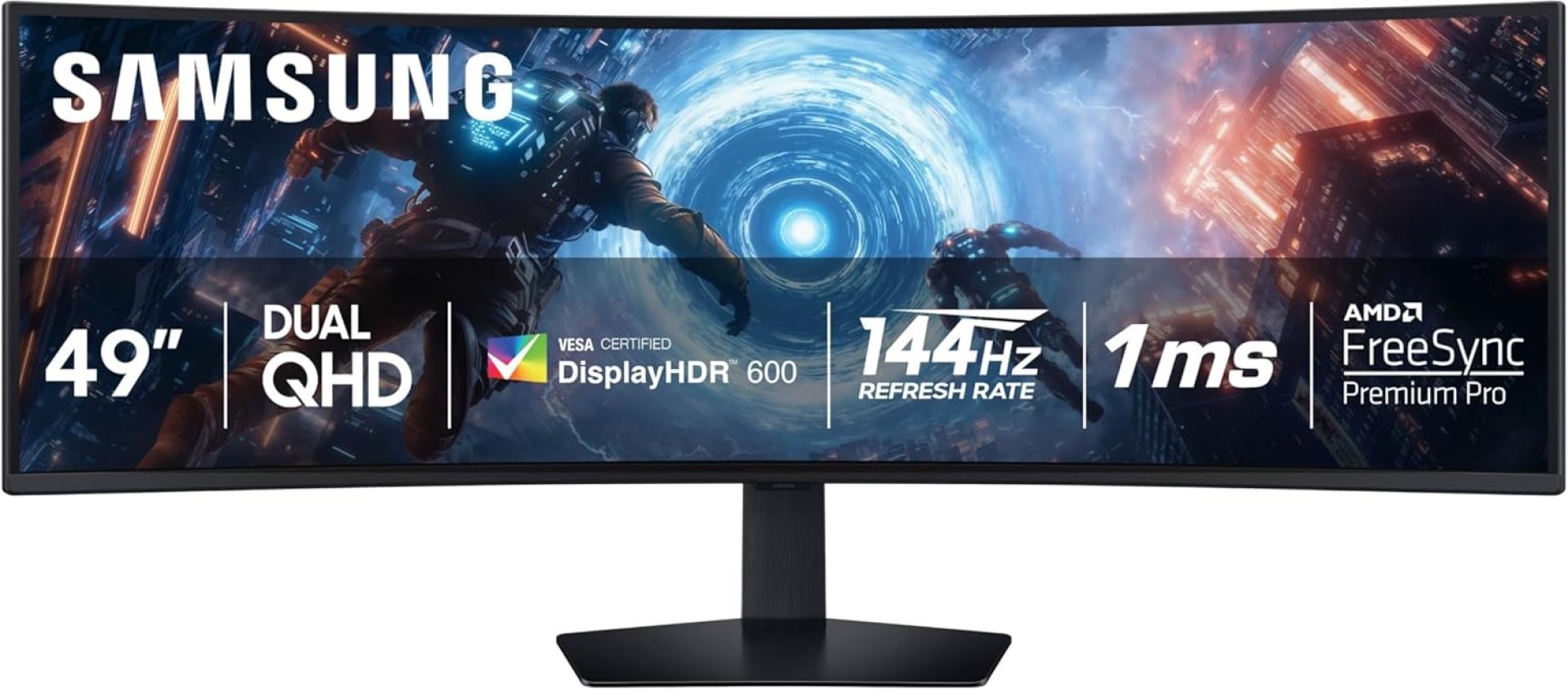 SAMSUNG 49-inch Odyssey G9 (G91F) DQHD, 144Hz, Curved Gaming Monitor, Ultra-Wide 32:9 Screen, DisplayHDR 600, AMD FreeSync™ Premium Pro, Ergonomic Stand, LS49FG910ENXZA, 2025 SAMSUNG 49-inch Odyssey G9 (G91F) DQHD, 144Hz, Curved Gaming Monitor, Ultra-Wide 32:9 Screen, DisplayHDR 600, AMD FreeSync™ Premium Pro, Ergonomic Stand, LS49FG910ENXZA, 2025