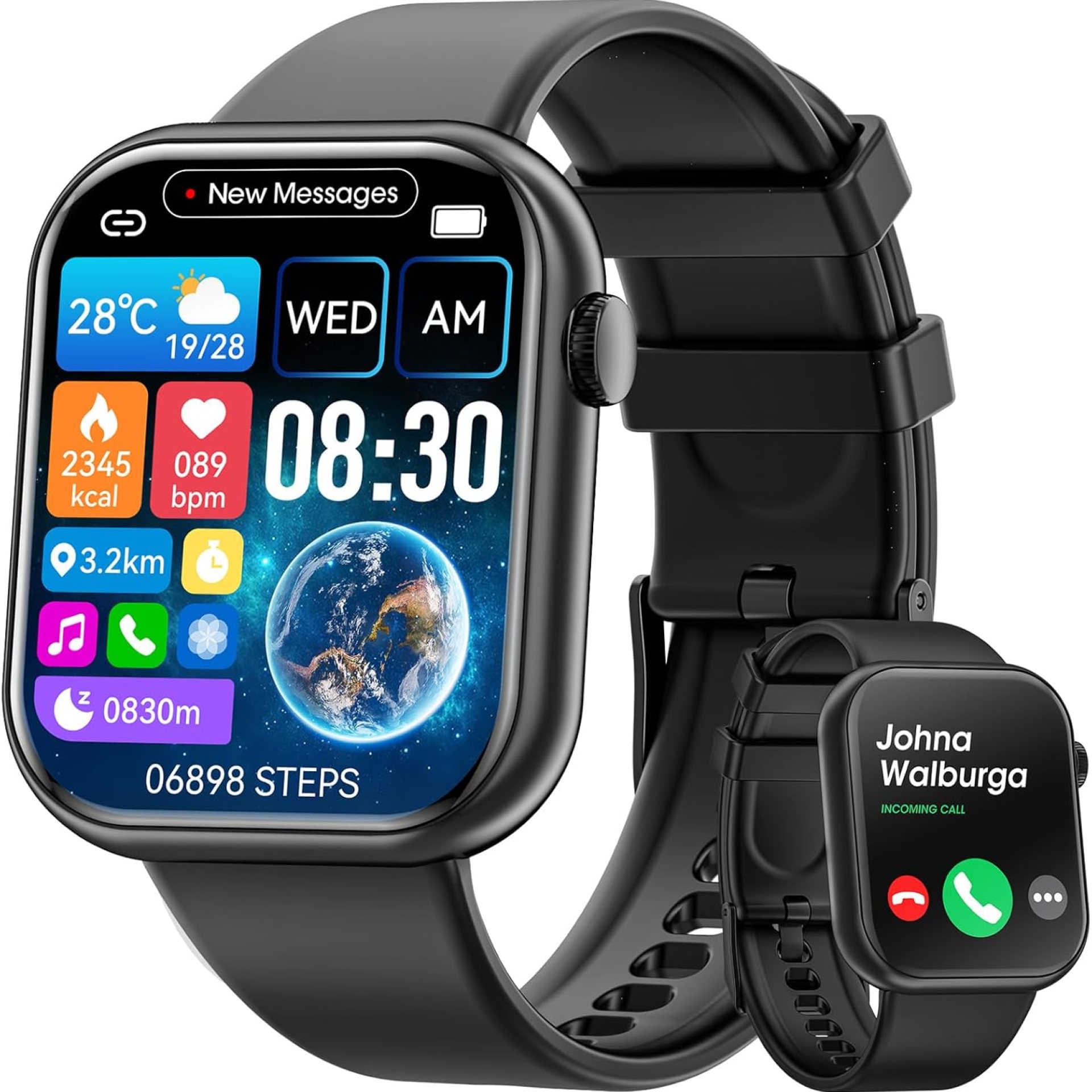 Hwagol Smart Watch (Answer/Make Call) 1.85inch Fitness Tracker, DIY Dials/Pedometer/Calories/Multiple Sport Modes/Voice Assistant, Smart Watches for Men Women Android iOS Phones Hwagol Smart Watch (Answer/Make Call) 1.85inch Fitness Tracker, DIY Dials/Pedometer/Calories/Multiple Sport Modes/Voice Assistant, Smart Watches for Men Women Android iOS Phones