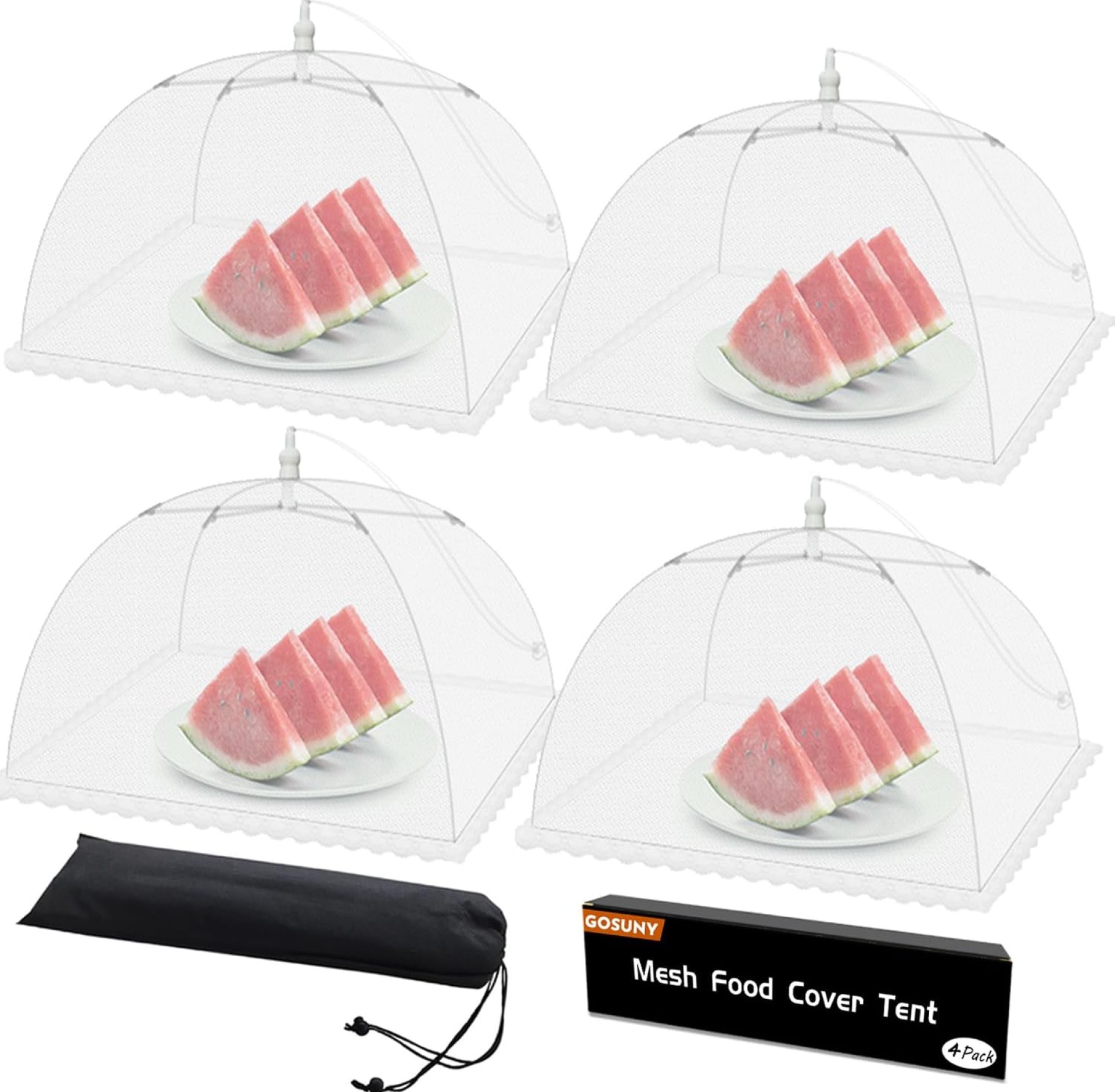 Mesh Food Covers for Outdoors – 4 Pack Upgraded Large 17×17 in Outdoor Party Food Cover Tent Collapsible Picnic Nets Umbrella Screen Pop Up Food Dome for Outside (White) Mesh Food Covers for Outdoors – 4 Pack Upgraded Large 17×17 in Outdoor Party Food Cover Tent Collapsible Picnic Nets Umbrella Screen Pop Up Food Dome for Outside (White)