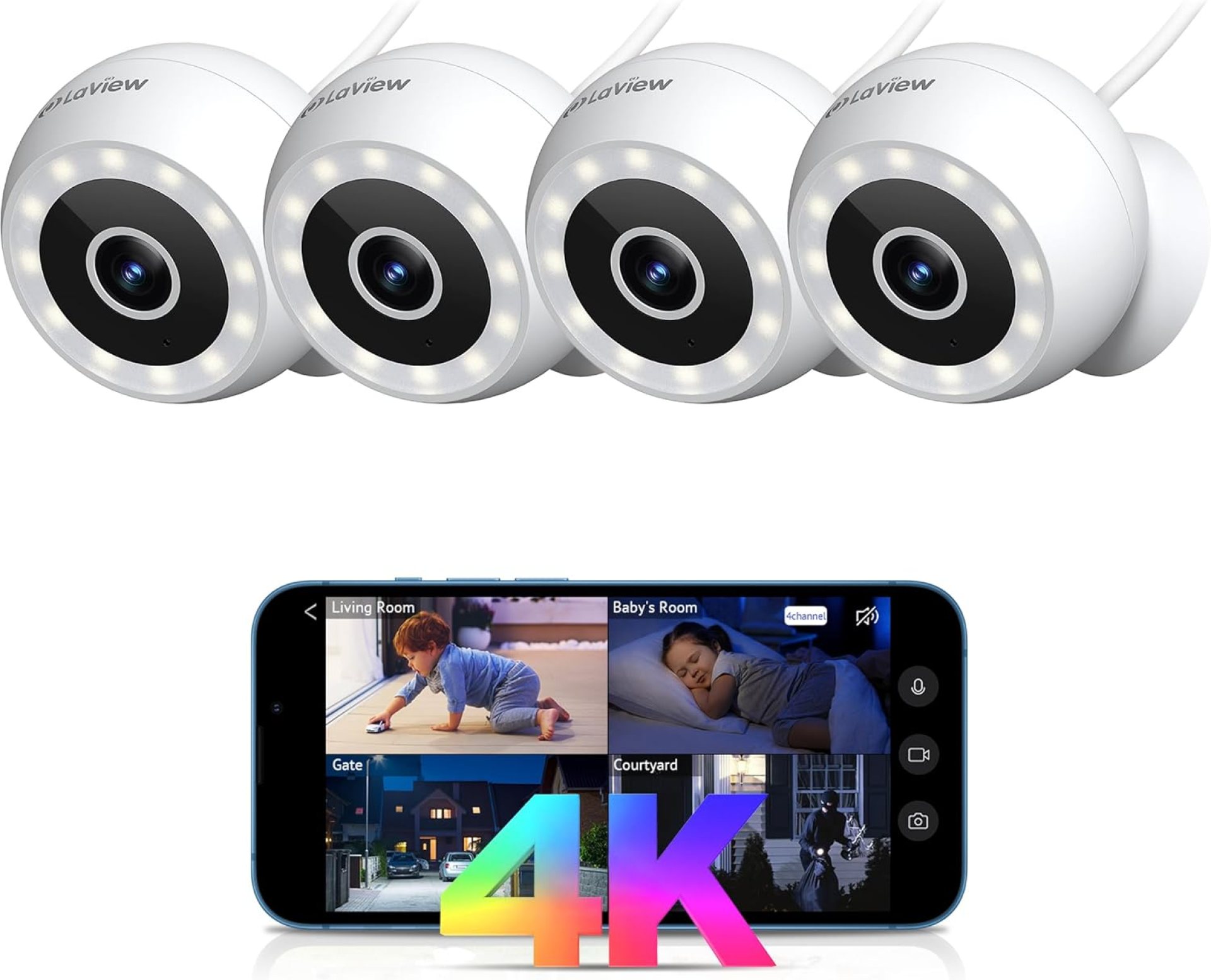 LaView 8MP 4K Security Cameras Outdoor Indoor Wired,IP65, Starlight Sensor & 100 Ft Night Vision,Motion/Person Detection,2-Way Audio/Spotlight,US Cloud,iOS & Android & Web Access LaView 8MP 4K Security Cameras Outdoor Indoor Wired,IP65, Starlight Sensor & 100 Ft Night Vision,Motion/Person Detection,2-Way Audio/Spotlight,US Cloud,iOS & Android & Web Access