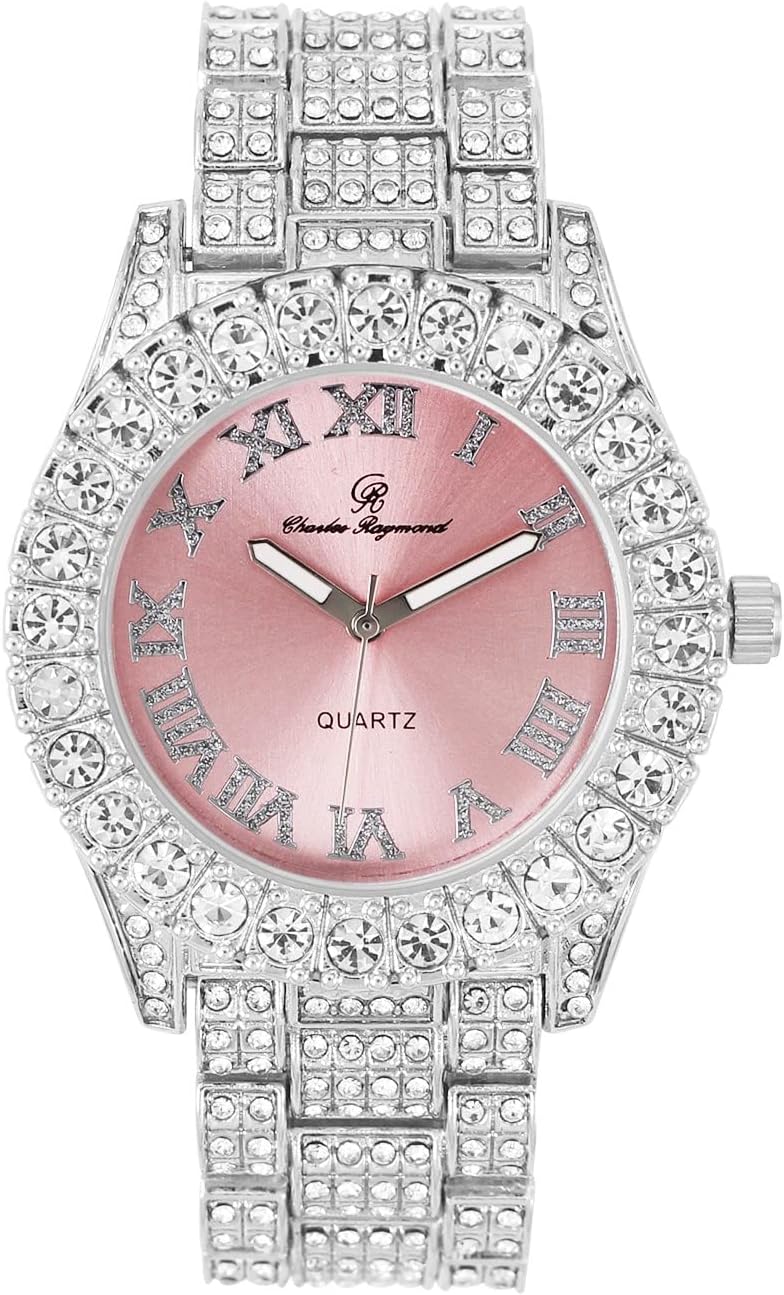 Charles Raymond Women’s Big Rocks Bezel Colored Dial with Roman Numerals Fully Iced Out Watch – ST10327LA Charles Raymond Women’s Big Rocks Bezel Colored Dial with Roman Numerals Fully Iced Out Watch – ST10327LA