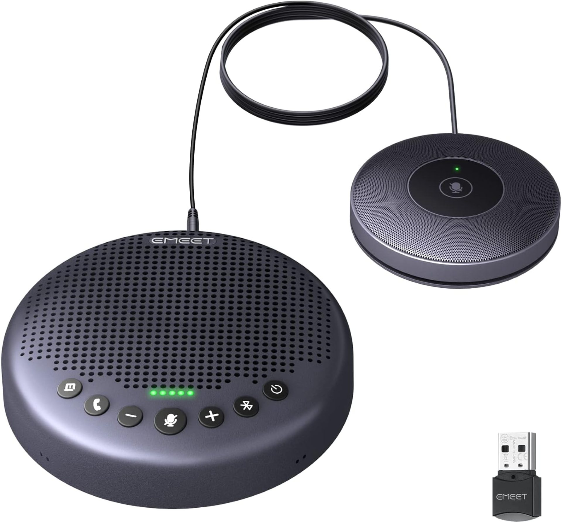 EMEET Conference Speaker and Microphone w/8+1 Mics, 360° Voice Pickup, Noise Reduce, Bluetooth/USB/Dongle Speakerphone for 14 People w/Daisy Chain for 25, Compatible w/Leading Platforms, 2024 Version EMEET Conference Speaker and Microphone w/8+1 Mics, 360° Voice Pickup, Noise Reduce, Bluetooth/USB/Dongle Speakerphone for 14 People w/Daisy Chain for 25, Compatible w/Leading Platforms, 2024 Version