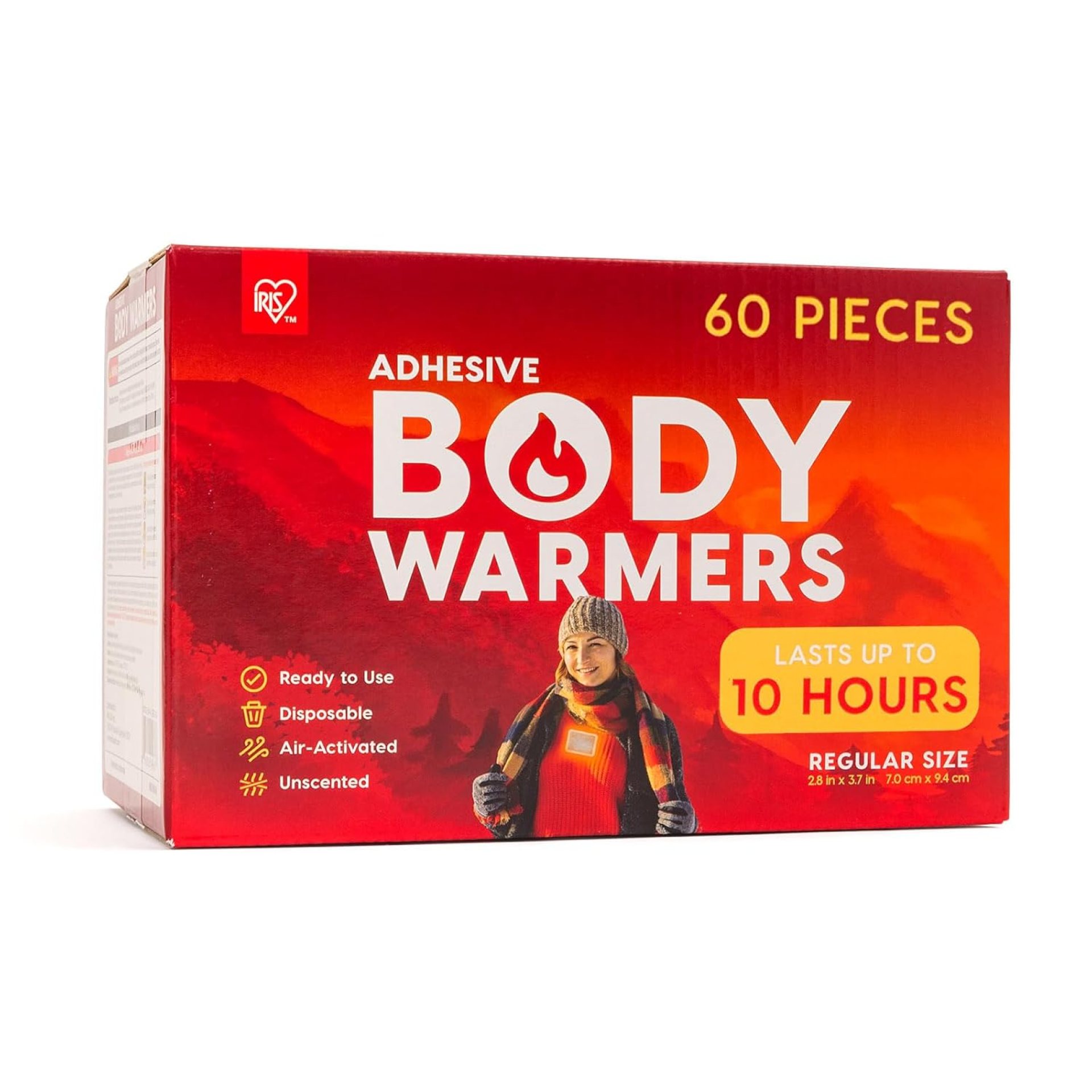 IRIS USA Adhesive Hand/Body Warmers, 60 Individual Warmers, Long-Lasting Up to 10 Hours Regular-Sized Disposable Handwarmers for Hot Hands Feet Chest Back Legs, TSA-Approved, Skiing Camping Essentials IRIS USA Adhesive Hand/Body Warmers, 60 Individual Warmers, Long-Lasting Up to 10 Hours Regular-Sized Disposable Handwarmers for Hot Hands Feet Chest Back Legs, TSA-Approved, Skiing Camping Essentials