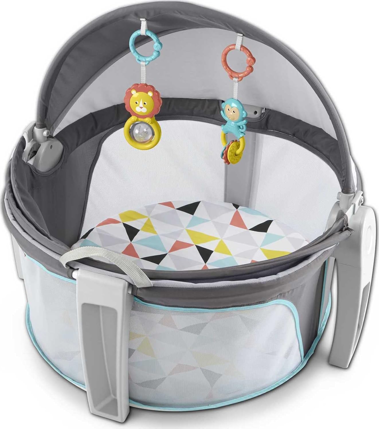 Fisher-Price Portable Bassinet On-The-Go Baby Dome, Travel Play Space with Developmental Newborn Toys & Canopy, Windmill Fisher-Price Portable Bassinet On-The-Go Baby Dome, Travel Play Space with Developmental Newborn Toys & Canopy, Windmill
