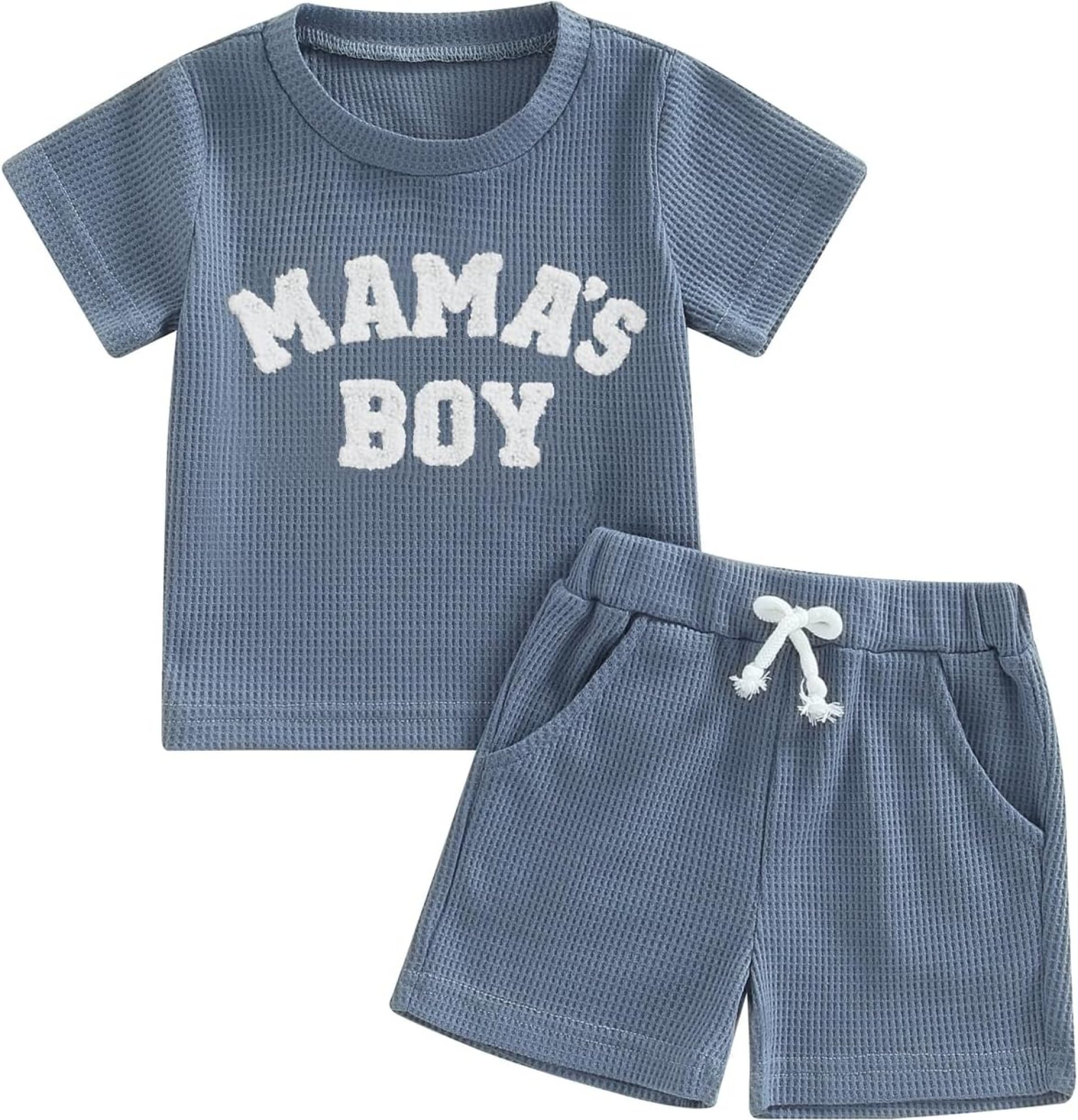 Kupretty Toddler Baby Boy Summer Clothes Embroiderey Waffle Knit Short Sleeve T-Shirt Tees + Casual Shorts Cute Clothing Set Kupretty Toddler Baby Boy Summer Clothes Embroiderey Waffle Knit Short Sleeve T-Shirt Tees + Casual Shorts Cute Clothing Set