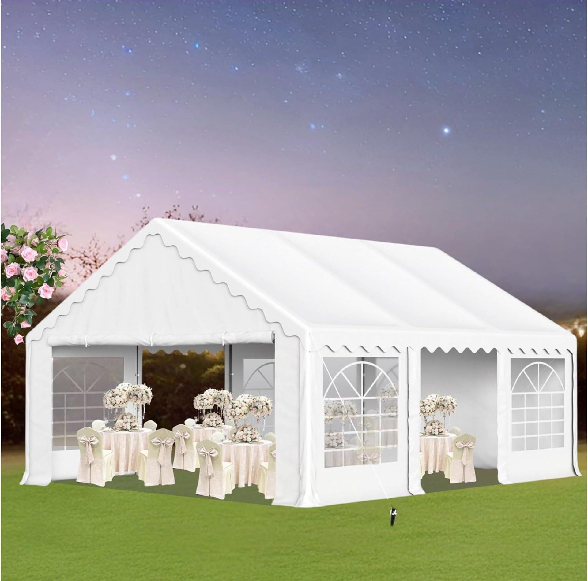 MFSTUDIO 16’x20′ Party Tent, Outdoor Heavy Duty Party Tents with Removable Sidewalls, Large Canopy Tent Shelter for Outdoor Events Wedding Birthday, White MFSTUDIO 16’x20′ Party Tent, Outdoor Heavy Duty Party Tents with Removable Sidewalls, Large Canopy Tent Shelter for Outdoor Events Wedding Birthday, White