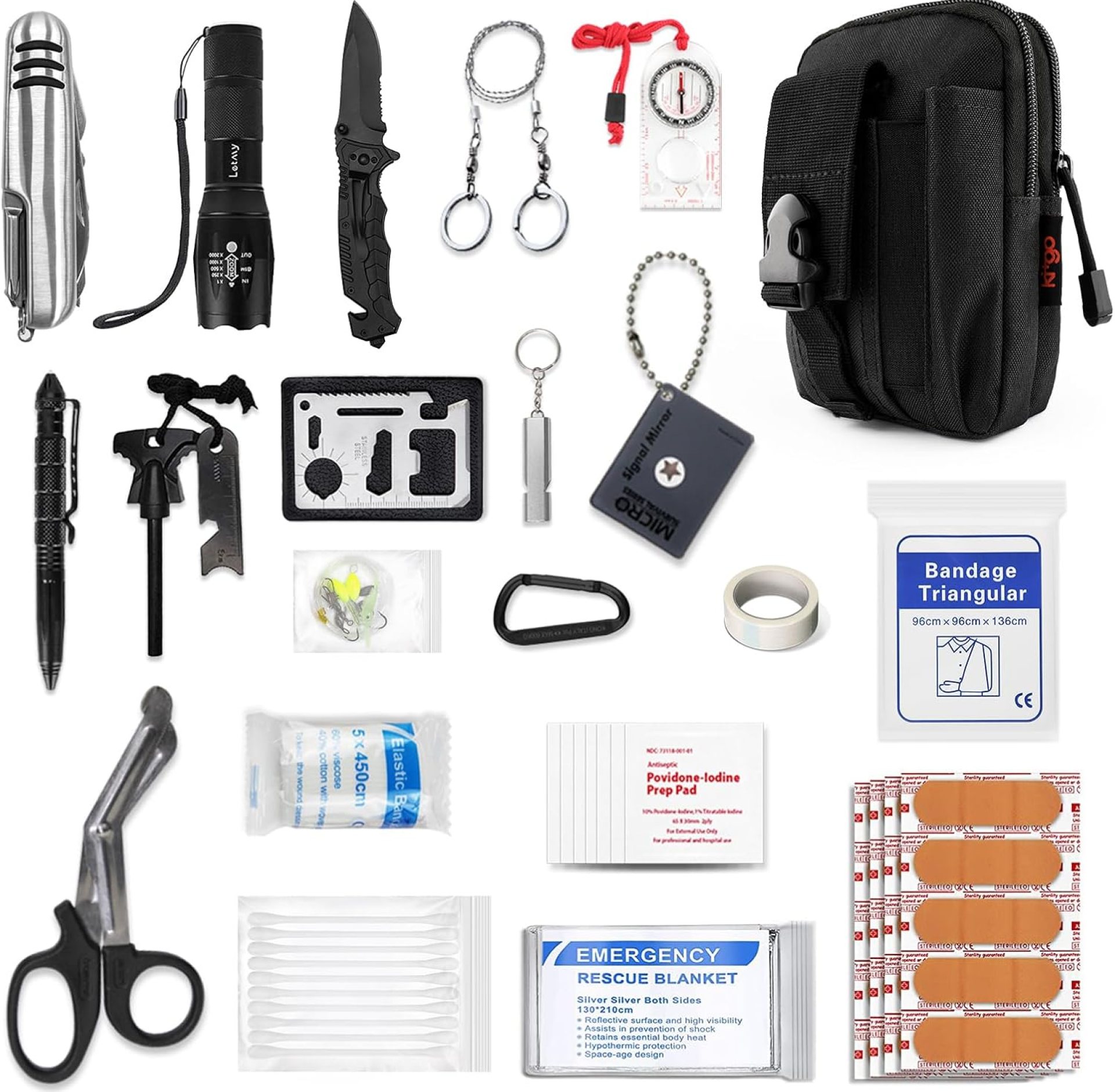 Kitgo Camping Emergency Tourniquet Survival Kit Safety First Aid Kit for Friend with Pro Tool Outdoor Survival Gear Tactical Small Molle Pouch for Home Hiking Hunting (Black) Kitgo Camping Emergency Tourniquet Survival Kit Safety First Aid Kit for Friend with Pro Tool Outdoor Survival Gear Tactical Small Molle Pouch for Home Hiking Hunting (Black)