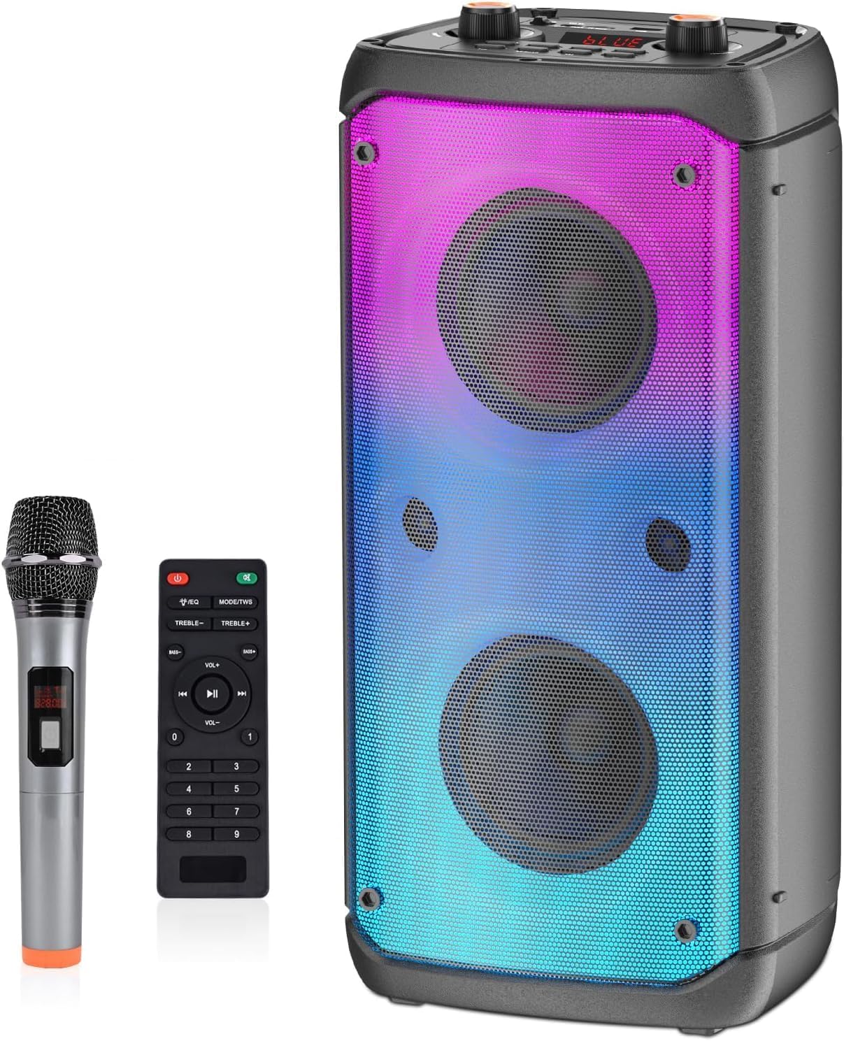 Bluetooth Speaker, 80W Peak Wireless TWS Portable Outdoor Party Speakers with Subwoofer, Deep Bass, LED Colorful Lights, Loud Stereo Sound Boombox with Radio for Home, Camping, Travel Bluetooth Speaker, 80W Peak Wireless TWS Portable Outdoor Party Speakers with Subwoofer, Deep Bass, LED Colorful Lights, Loud Stereo Sound Boombox with Radio for Home, Camping, Travel