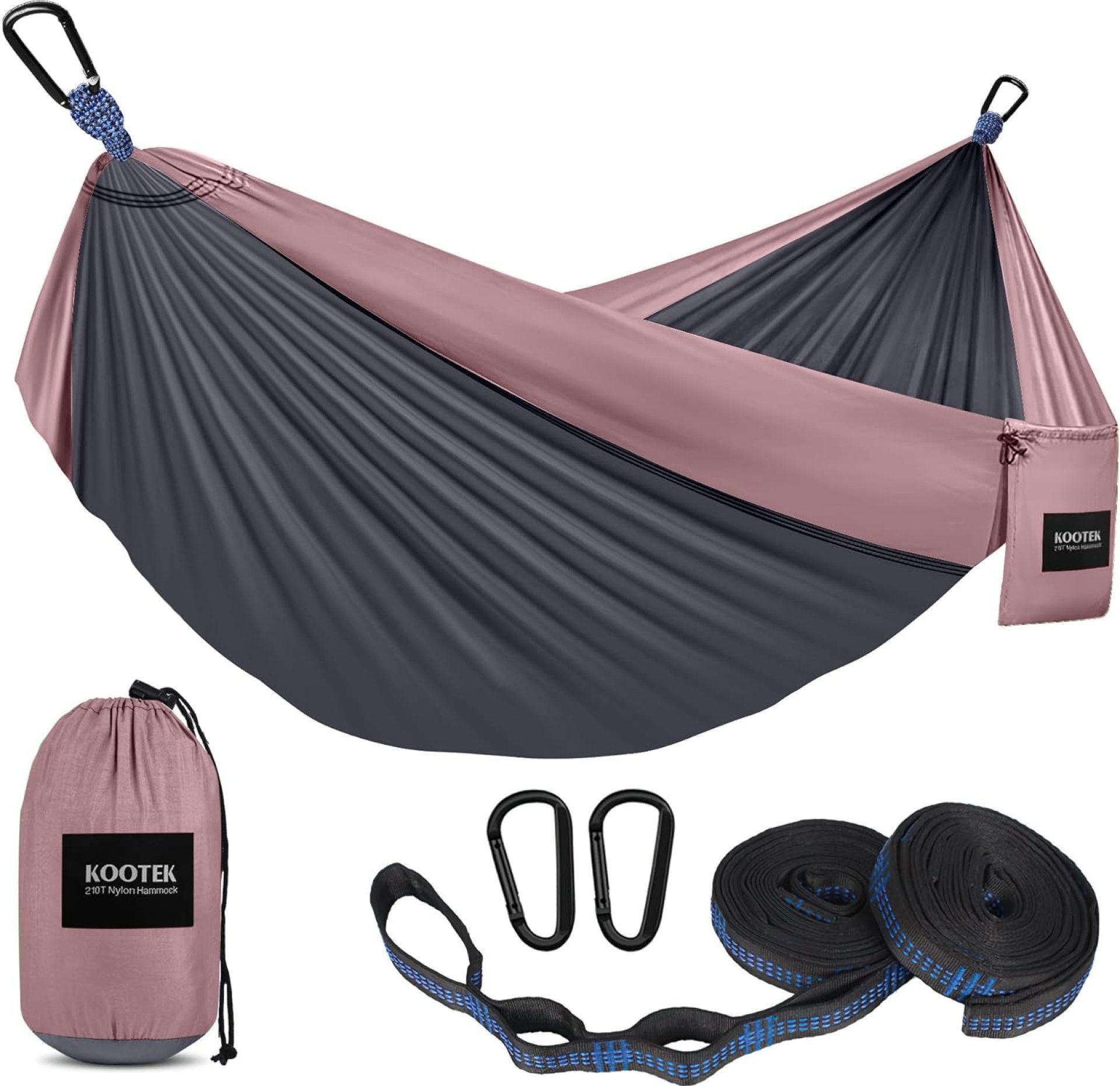 Kootek Camping Hammock, Camping Essentials, Lightweight Portable Double & Single Hammock with Tree Straps, Camping Gear for Outside Hiking Camping Beach Backpack Travel Kootek Camping Hammock, Camping Essentials, Lightweight Portable Double & Single Hammock with Tree Straps, Camping Gear for Outside Hiking Camping Beach Backpack Travel