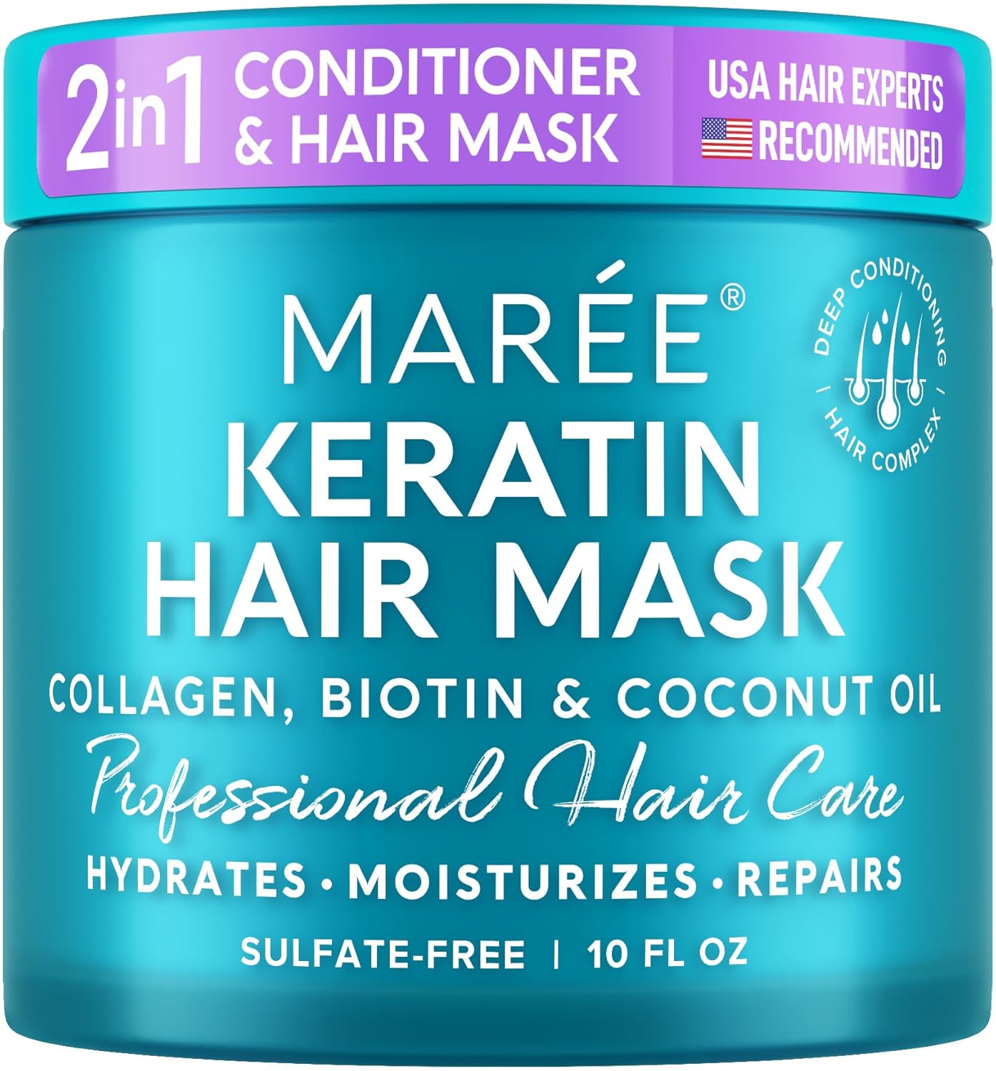MAREE Hair Mask for Damaged Hair – Keratin Treatment Conditioner – Extremely Deep Conditioning Mask, Hydrating & Repairing, Keratina Mascarilla Para el Cabello MAREE Hair Mask for Damaged Hair – Keratin Treatment Conditioner – Extremely Deep Conditioning Mask, Hydrating & Repairing, Keratina Mascarilla Para el Cabello